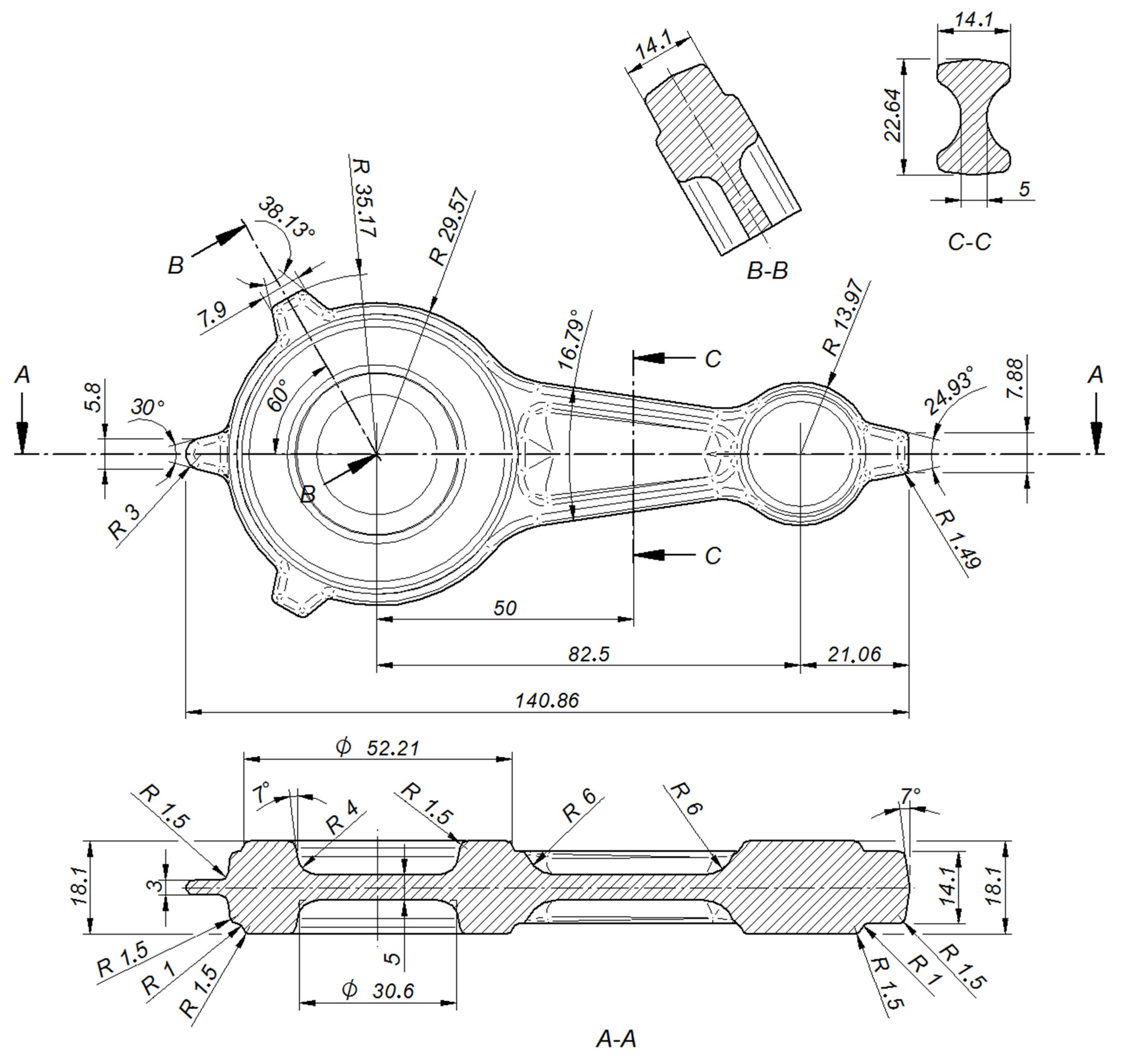 Drawing of connecting rod bearing with fit clearance. | Download Scientific  Diagram