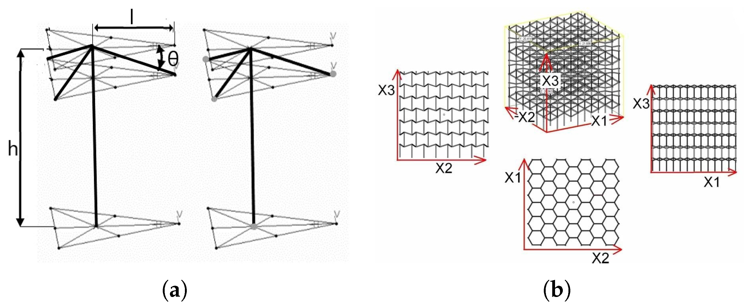 Triangular space frame design with bridging structure. The major