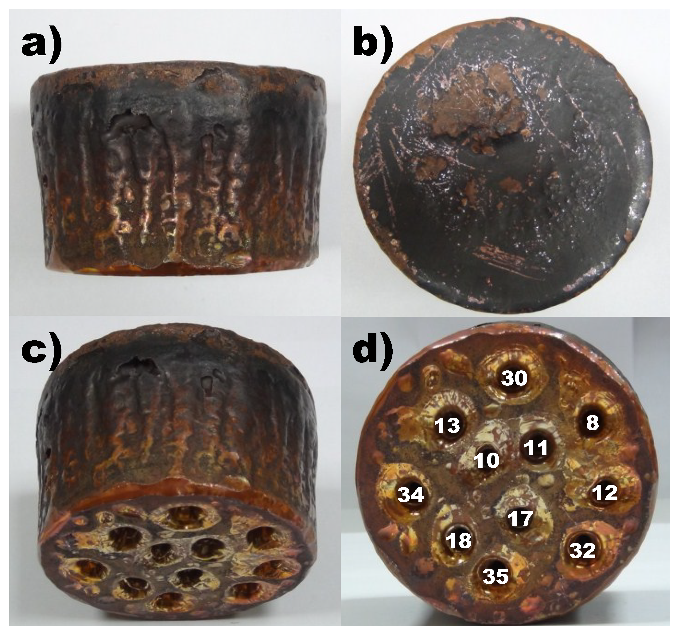 a shows a copper ingot prepared by melting grade a copper plate in