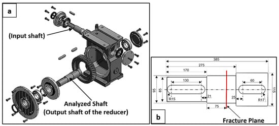 The exploded diagram of the worm gear box assembly. The parts are