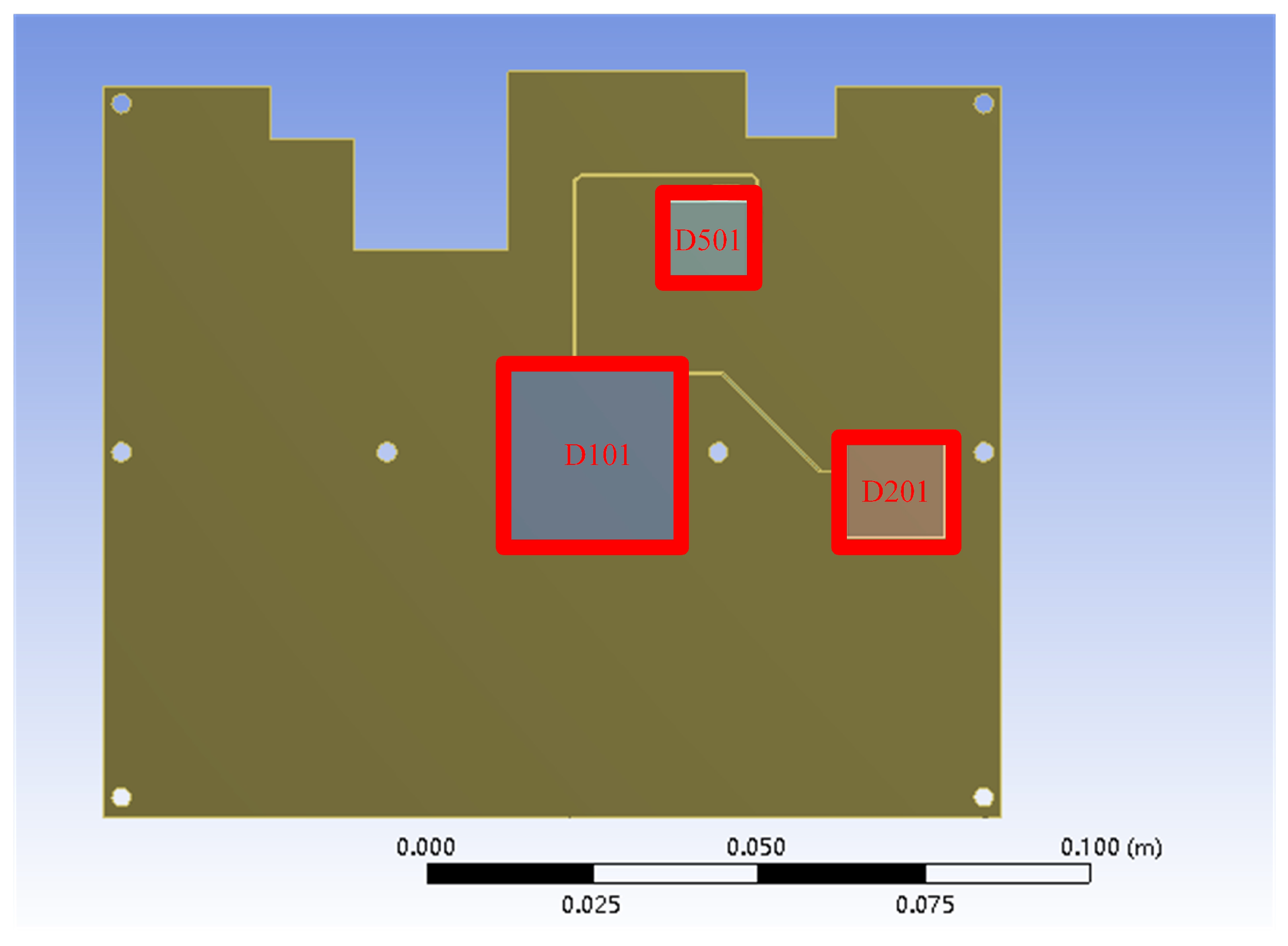 Microscope image of electromigration-induced hillock and void