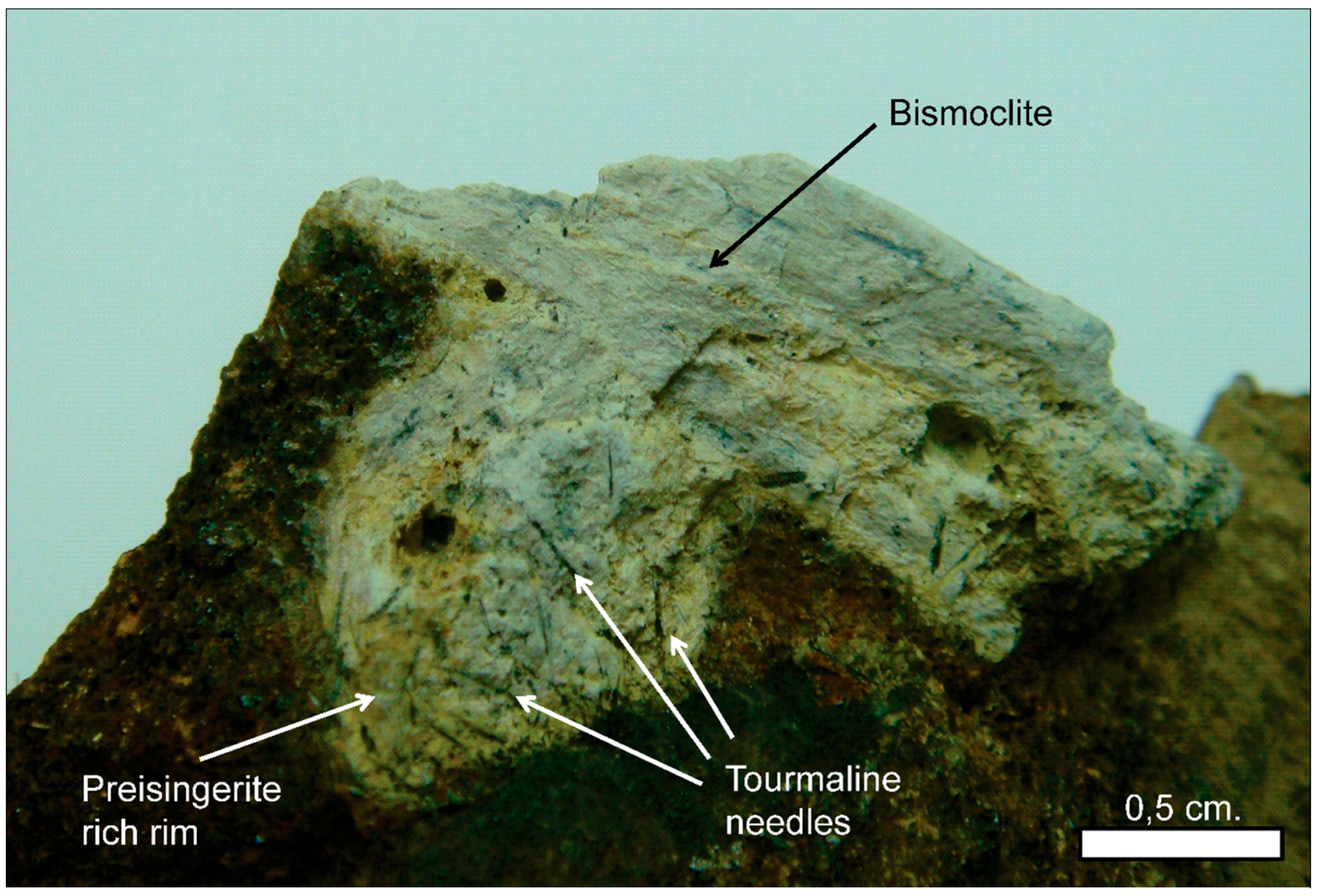 Minerals | Free Full-Text | Bismoclite (BiOCl) in the San Francisco de los  Andes Bi–Cu–Au Deposit, Argentina. First Occurrence of a Bismuth  Oxychloride in a Magmatic–Hydrothermal Breccia Pipe and Its Usefulness as