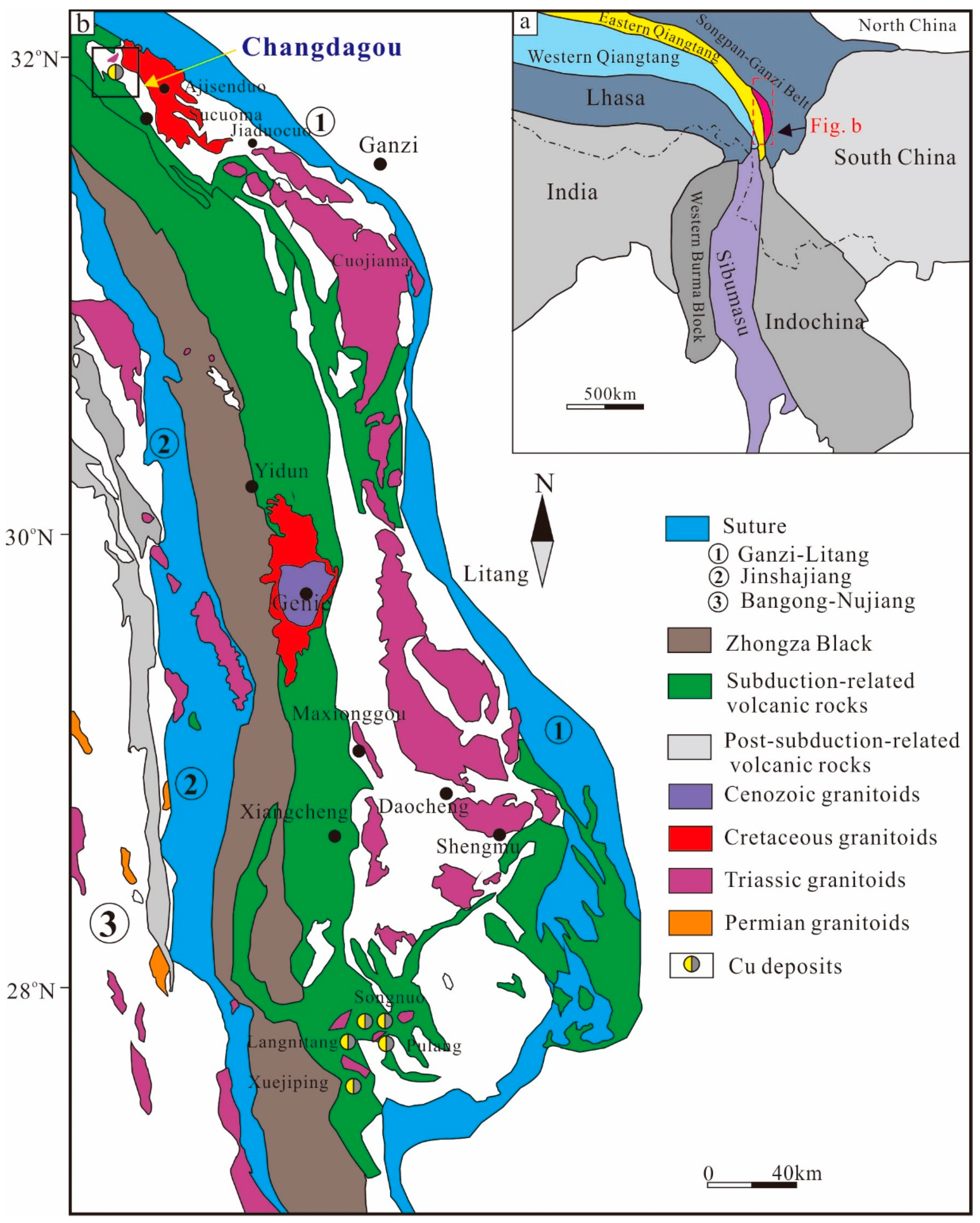 Minerals | Free Full-Text | Copper Mineralization Potential of Late  Triassic Granitoids in Northern Yidun Arc, SW China | HTML