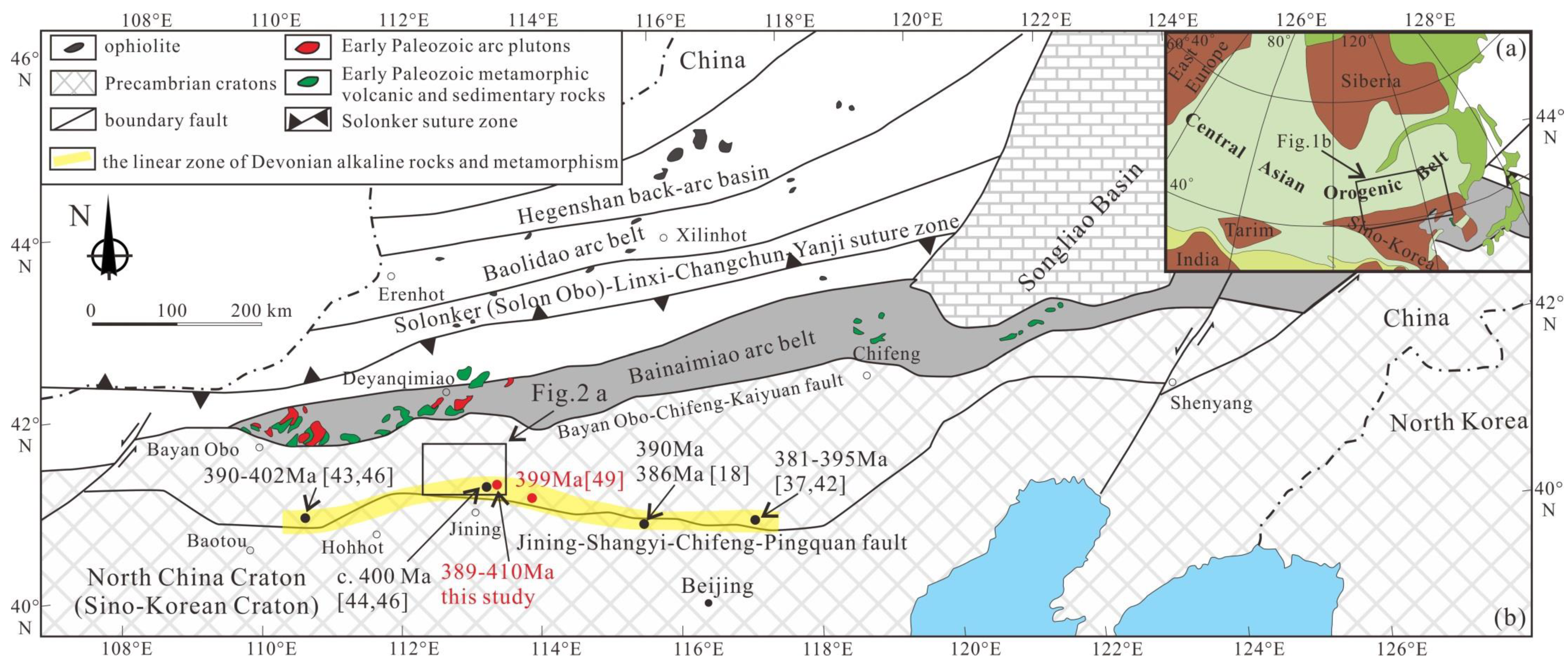 Main tectonic map of the Central Asian Orogen Belt (CAOB; modified