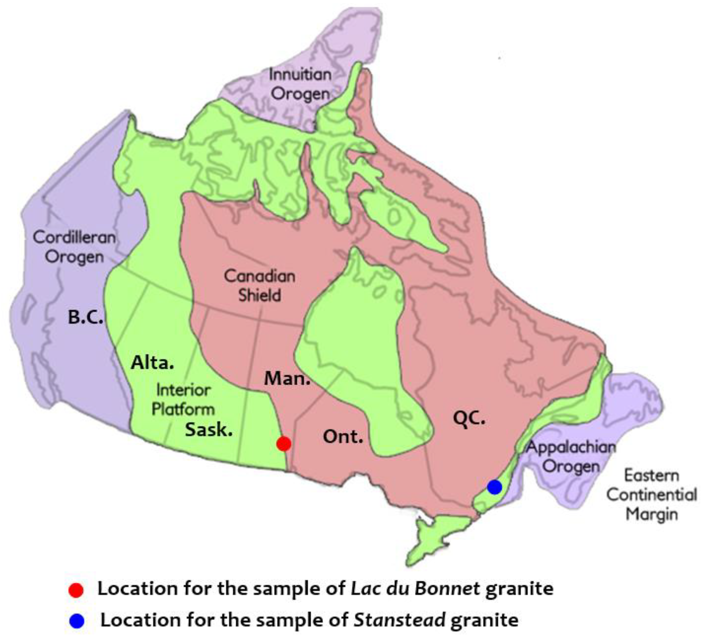 Minerals | Free Full-Text | Estimates for the Effective Permeability of  Intact Granite Obtained from the Eastern and Western Flanks of the Canadian  Shield