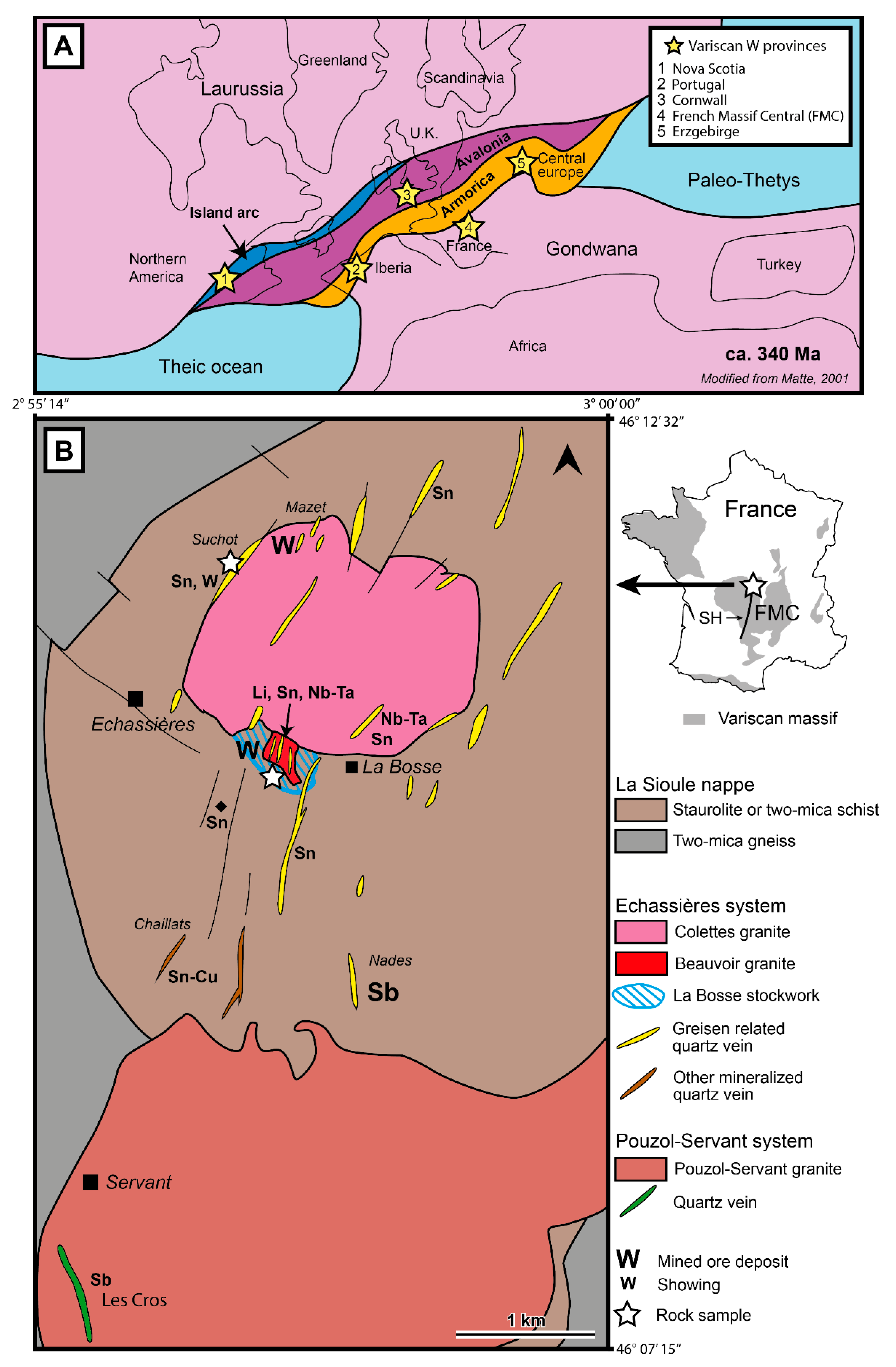 Minerals | Free Full-Text | Episodic Precipitation of Wolframite during An  Orogen: The Echassières District, Variscan Belt of France