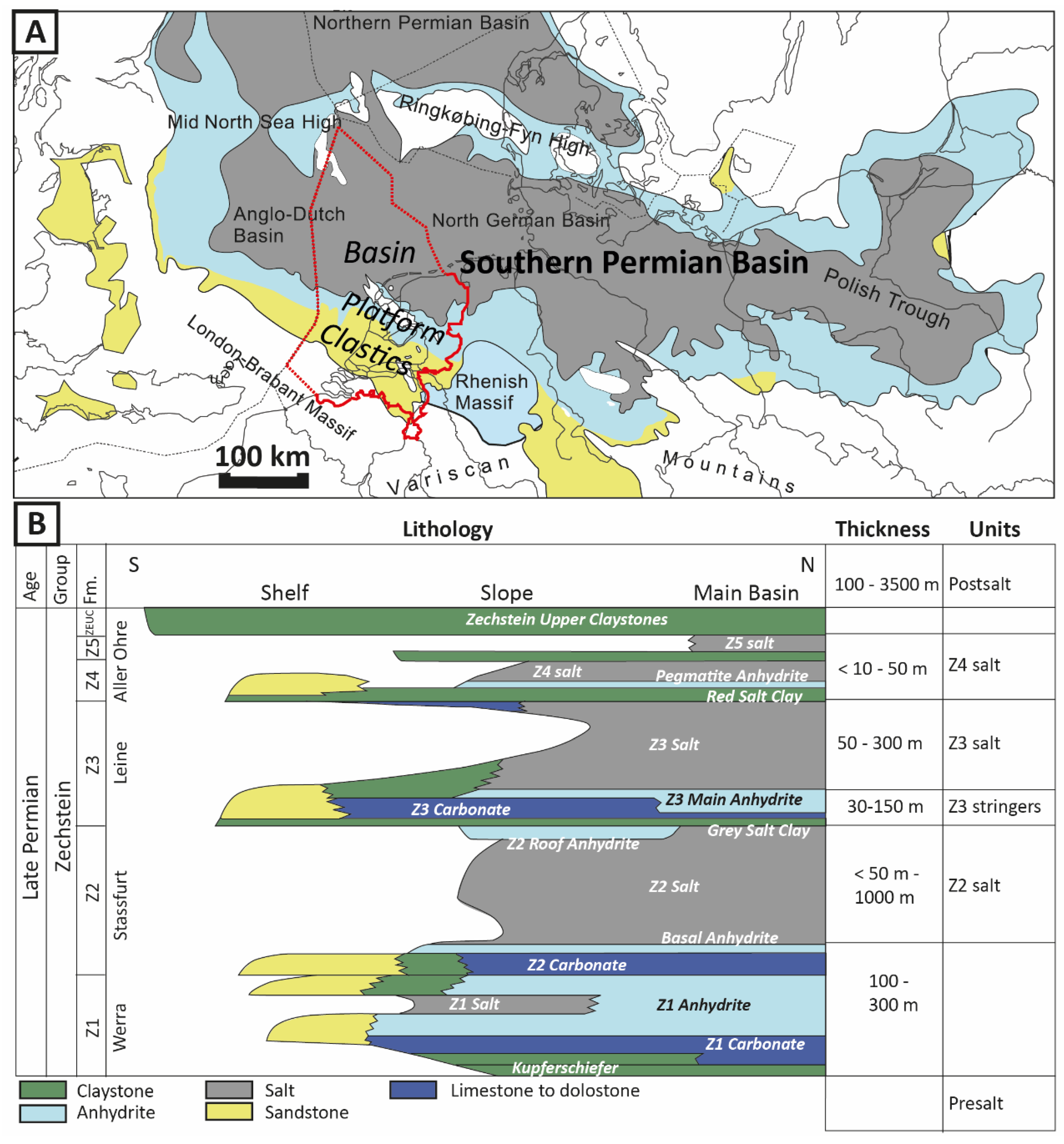 Minerals | Free Full-Text | Stratigraphy, Paleogeography and Depositional  Setting of the K–Mg Salts in the Zechstein Group of  Netherlands—Implications for the Development of Salt Caverns