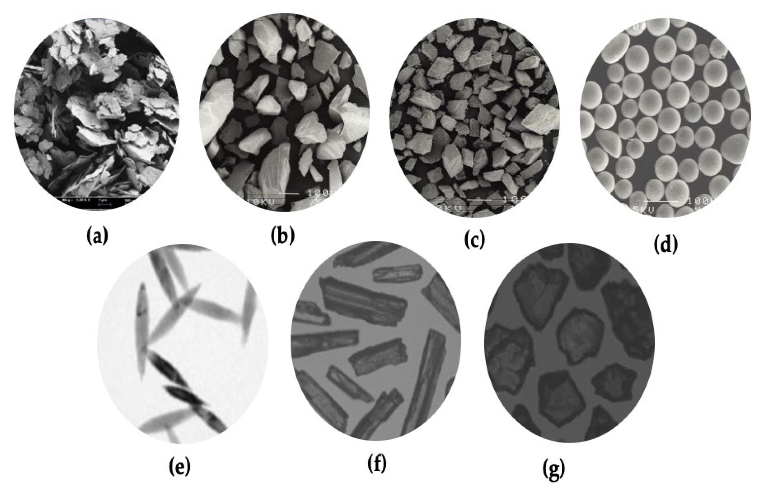 Modeling real shape particles (bottom row) with different