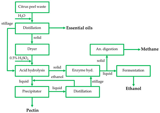 Molecules | Free Full-Text | A Citrus Peel Waste Biorefinery for Ethanol  and Methane Production | HTML