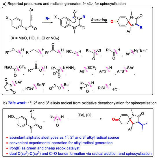 Molecules Free Full Text Fe Catalyzed Decarbonylative Alkylative Spirocyclization Of N Arylcinnamamides Access To Alkylated 1 Azaspirocyclohexadienones Html