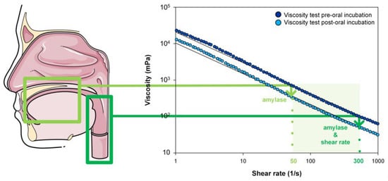 The matching viscosity (180 mPa s) curves at 50 s −1 shear rate