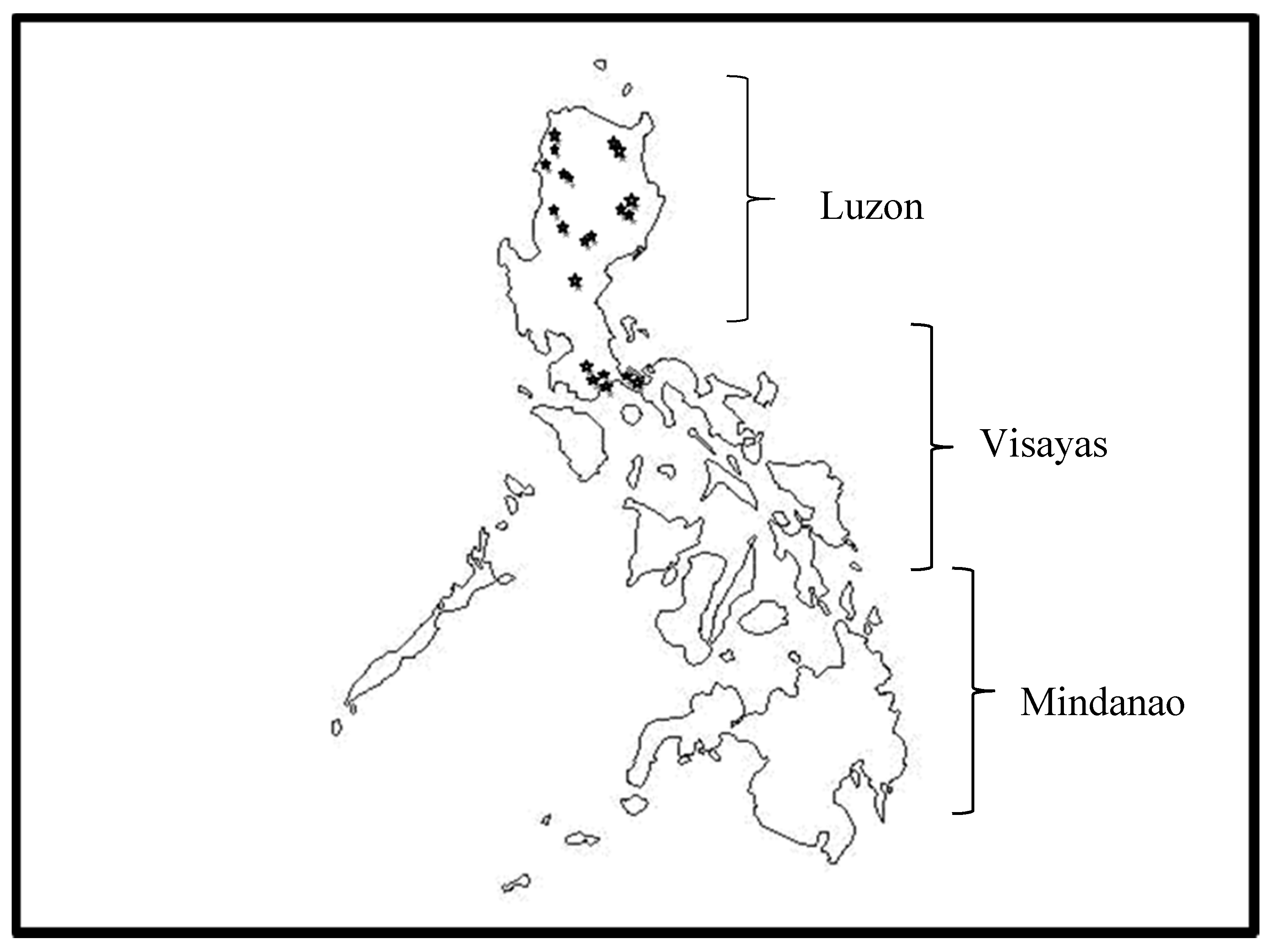philippine map black and white with label