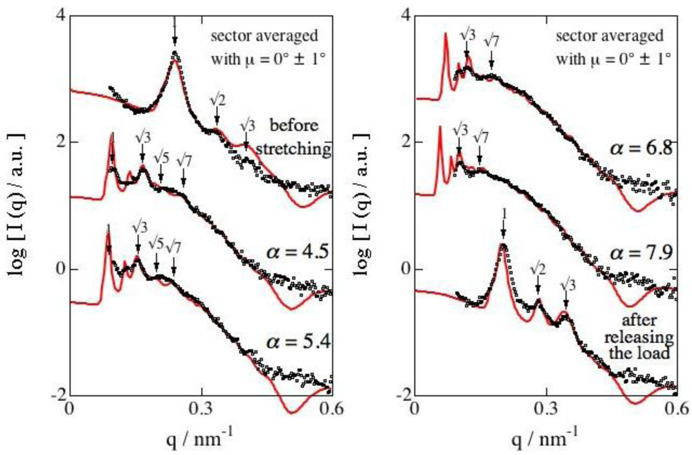 Polymers Free Full Text Spontaneous Enhancement Of Packing Regularity Of Spherical Microdomains In The Body Centered Cubic Lattice Upon Uniaxial Stretching Of Elastomeric Triblock Copolymers