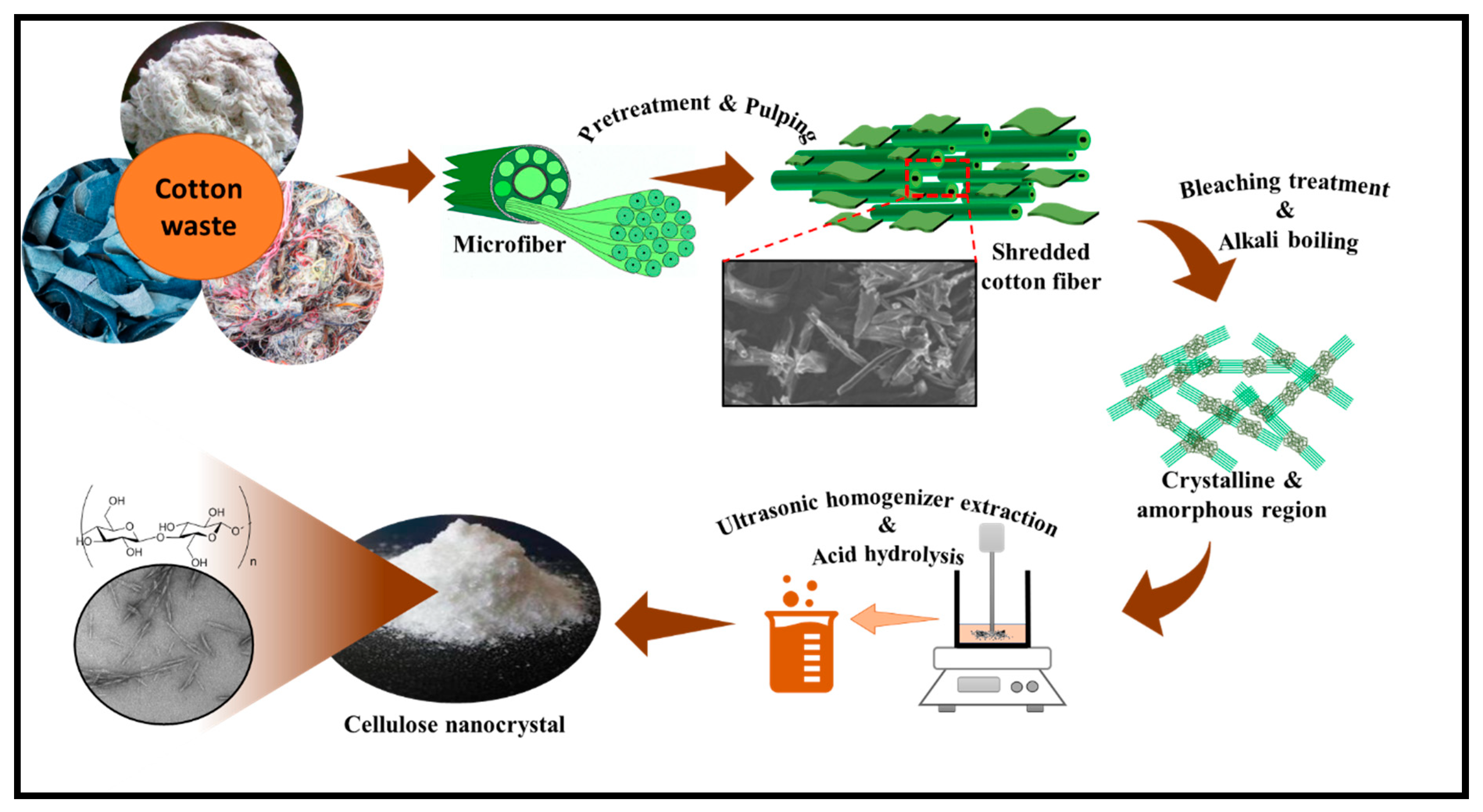 Cellulose Nanocrystals from Postconsumer Cotton and Blended