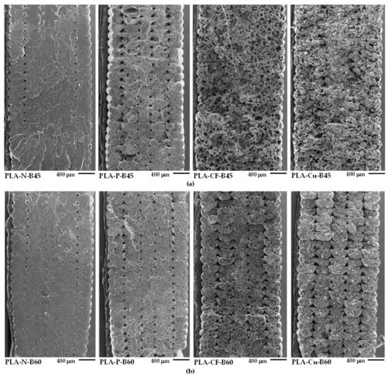 Cross-sectional SEM images of PLA and PLA-CF filament. [60