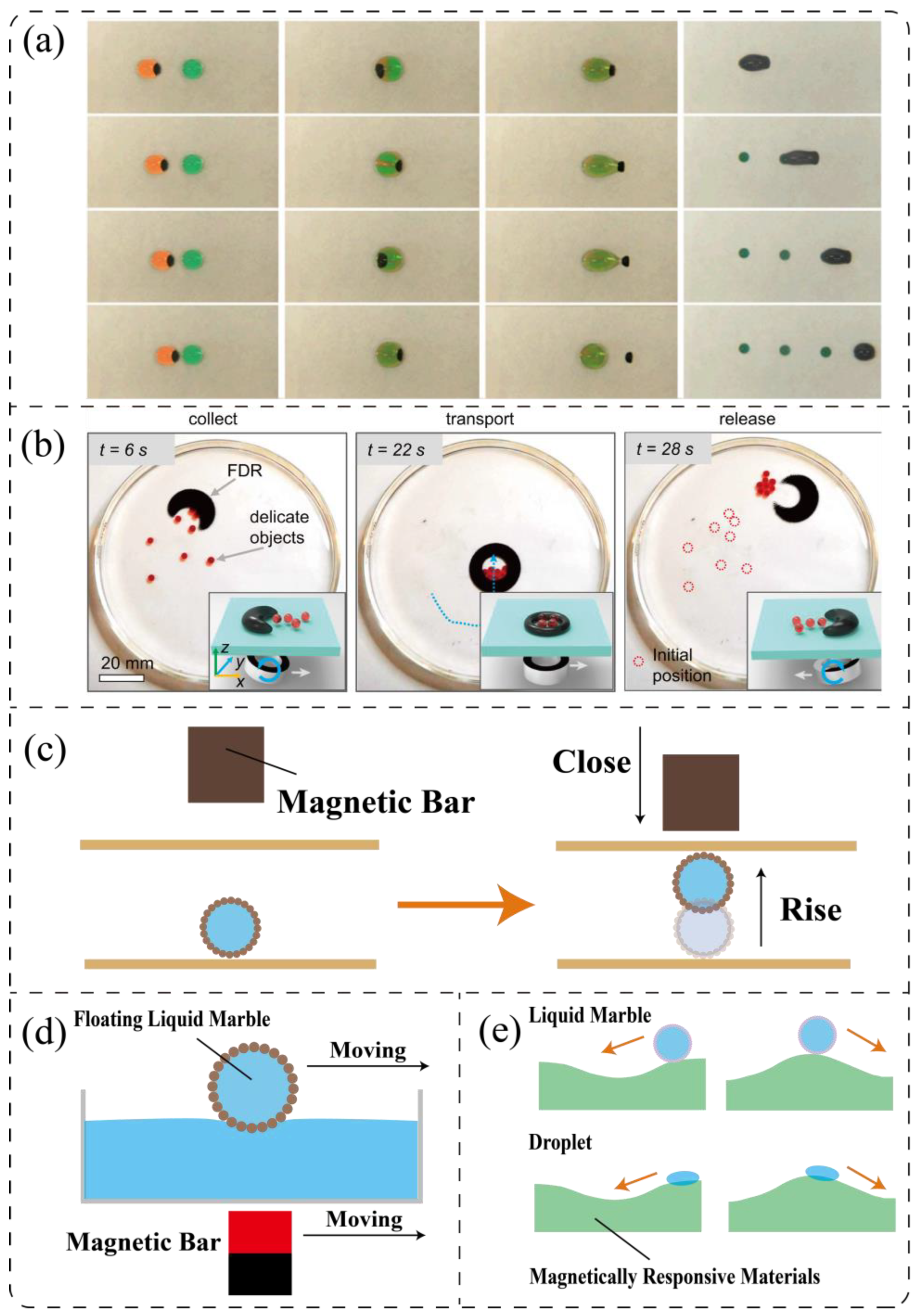 Magnetic liquid marble characteristics: a Magnetic liquid marble on