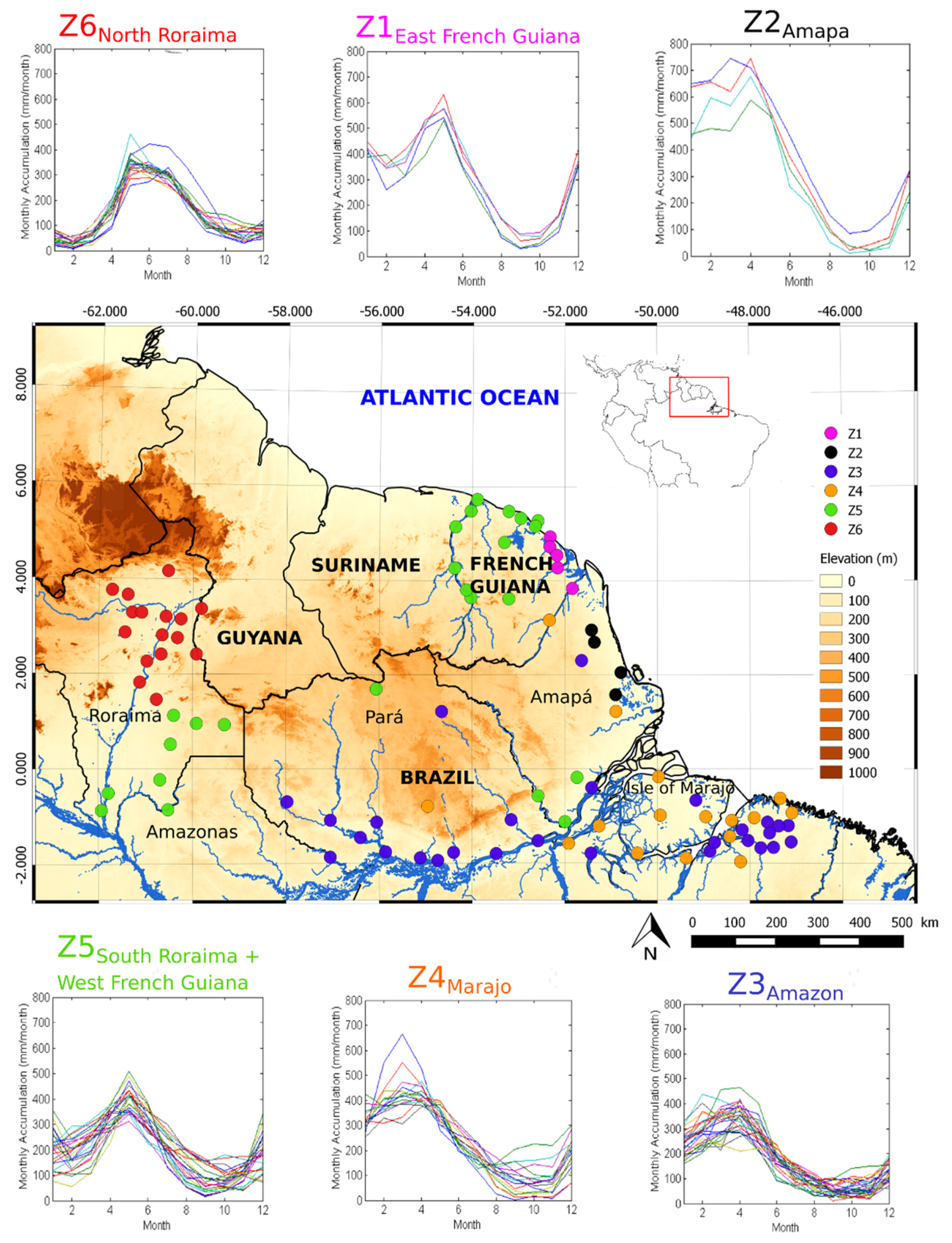 Remote Sensing | Free Full-Text | Temporal and Spatial Assessment of Four  Satellite Rainfall Estimates over French Guiana and North Brazil | HTML