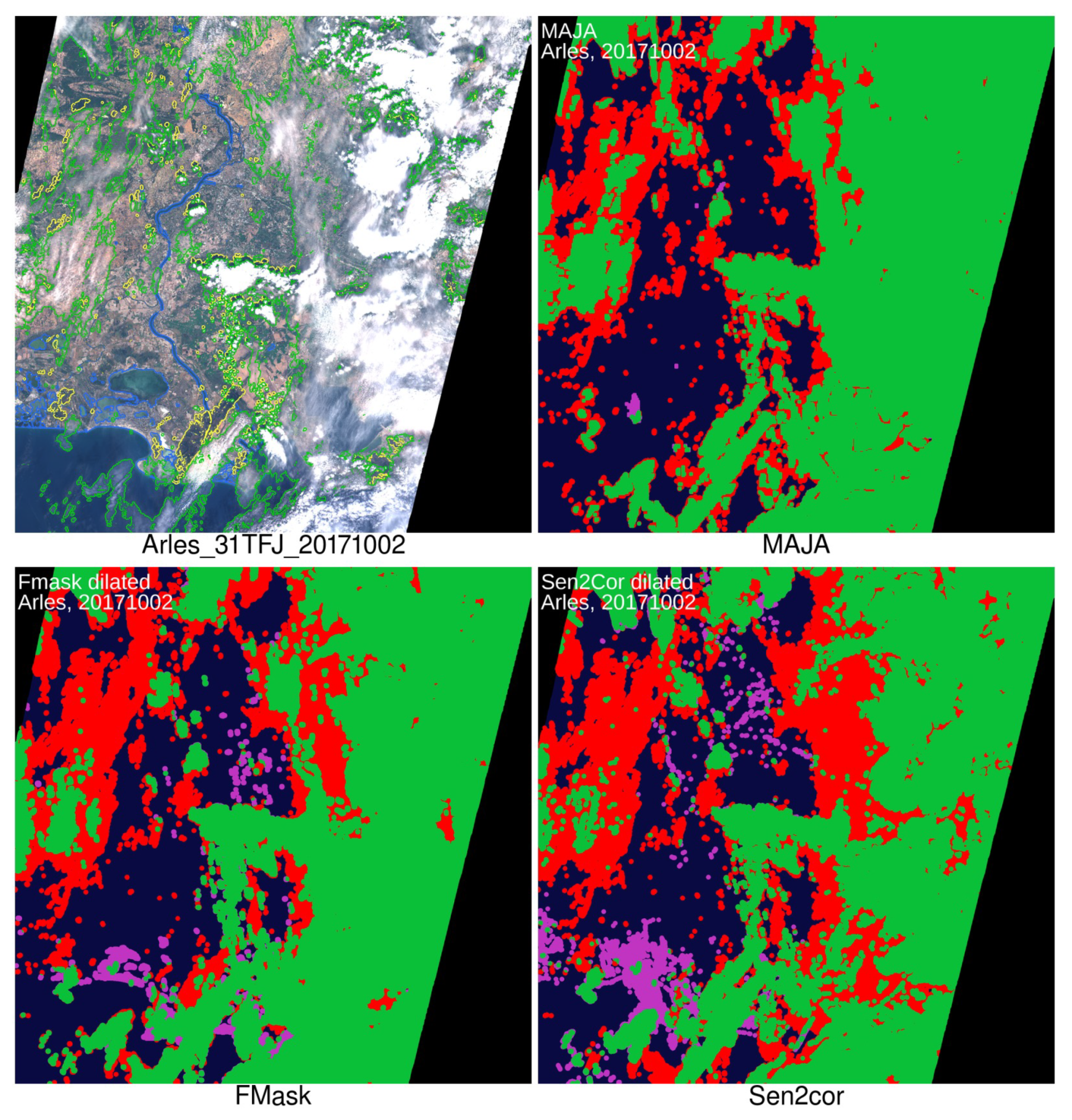 Remote Sensing | Free Full-Text | Validation of Copernicus Sentinel-2 Cloud  Masks Obtained from MAJA, Sen2Cor, and FMask Processors Using Reference Cloud  Masks Generated with a Supervised Active Learning Procedure
