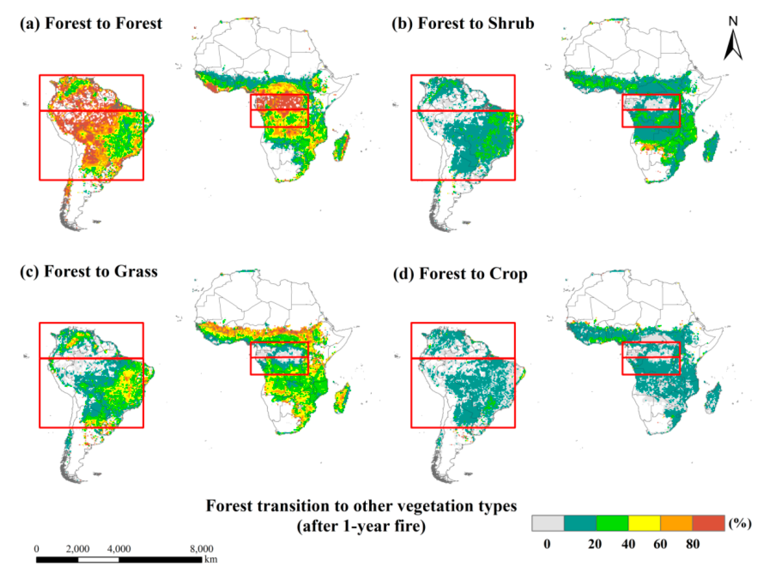 Remote Sensing Free Full Text Contrasting Post Fire Dynamics Between Africa And South America Based On Modis Observations Html