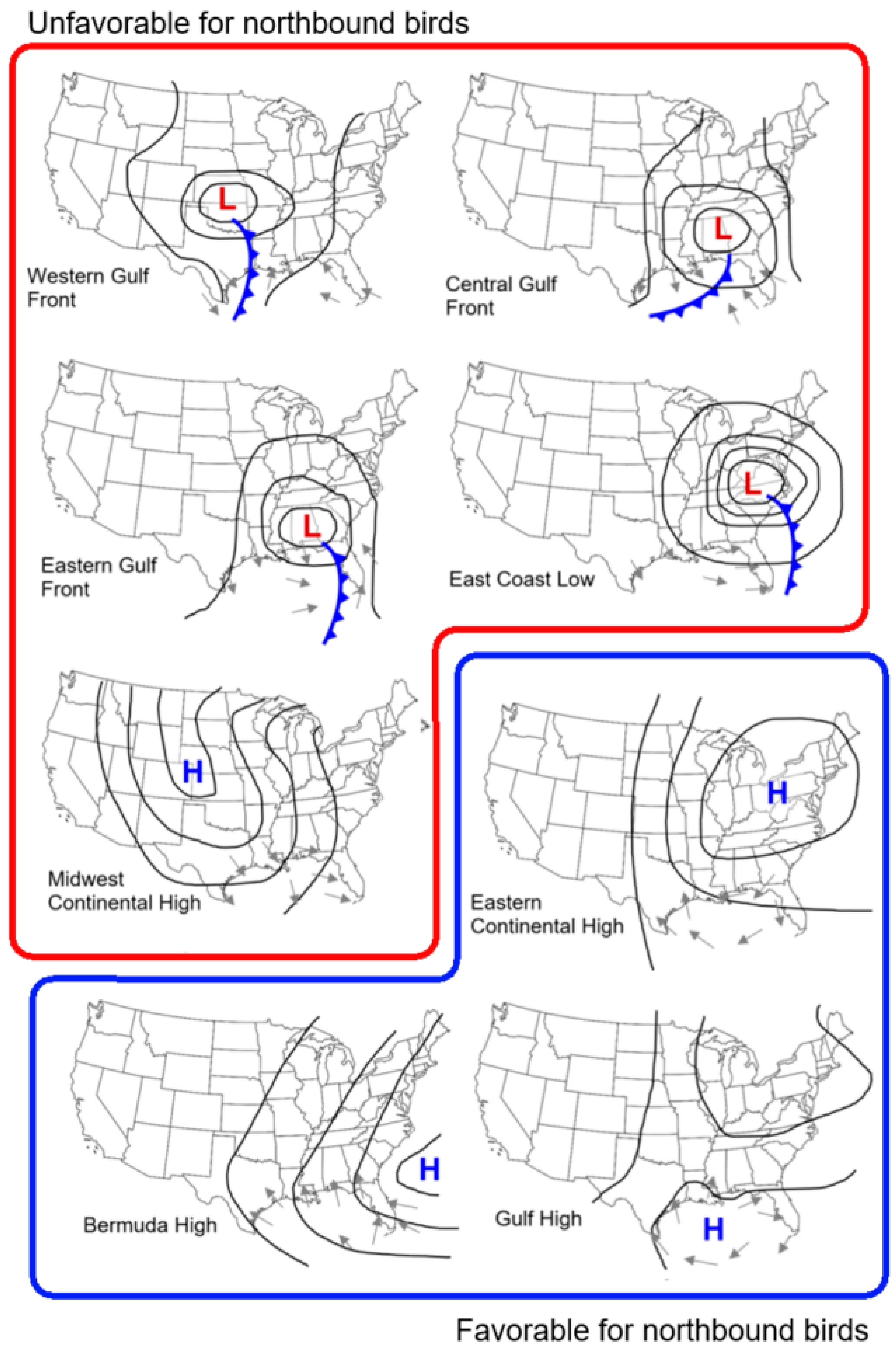 Remote Sensing Free Full Text Broad Scale Weather Patterns Encountered During Flight Influence Landbird Stopover Distributions Html