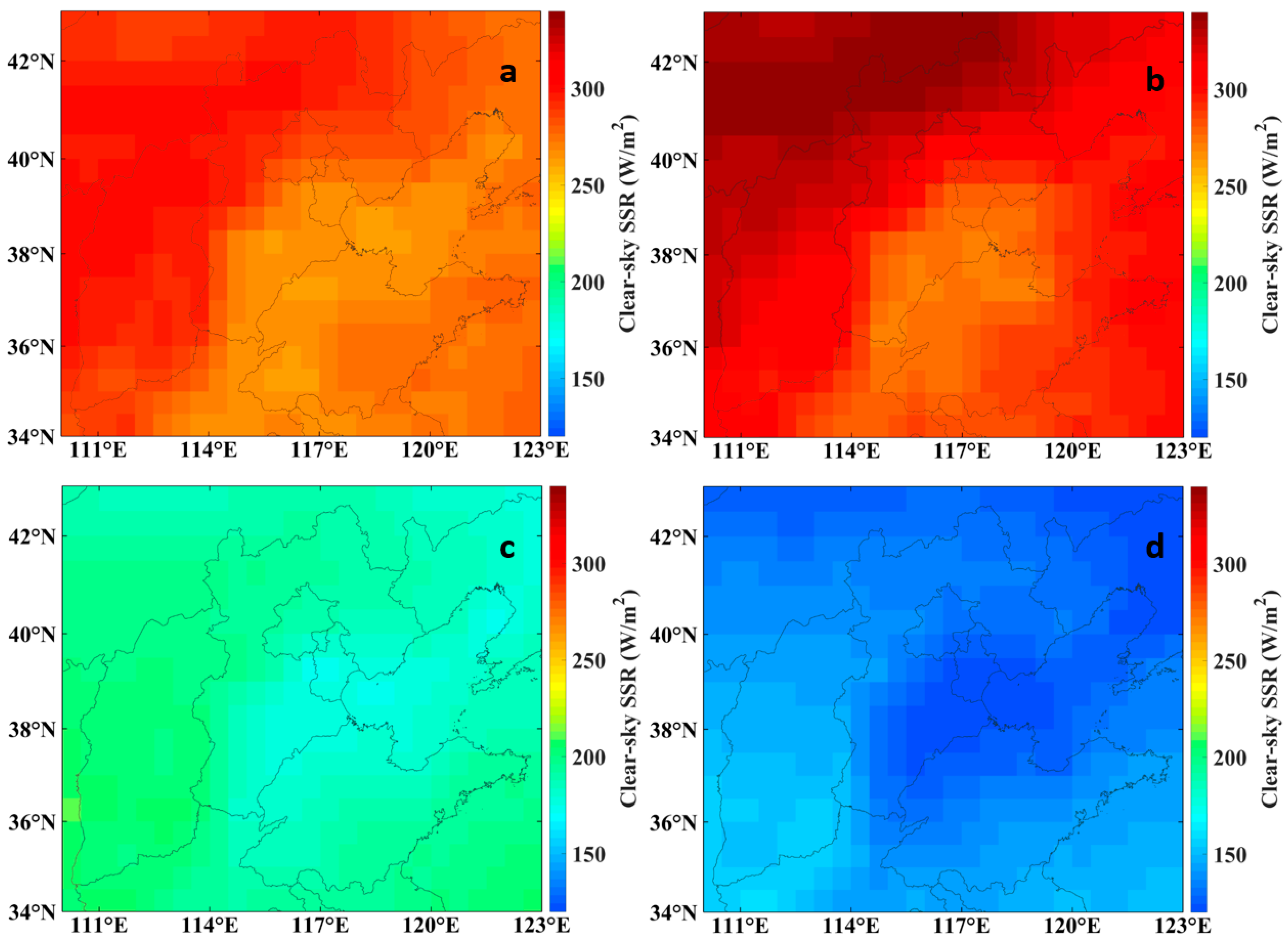 Remote Sensing Free Full Text Clear Sky Surface Solar Radiation And The Radiative Effect Of Aerosol And Water Vapor Based On Simulations And Satellite Observations Over Northern China Html