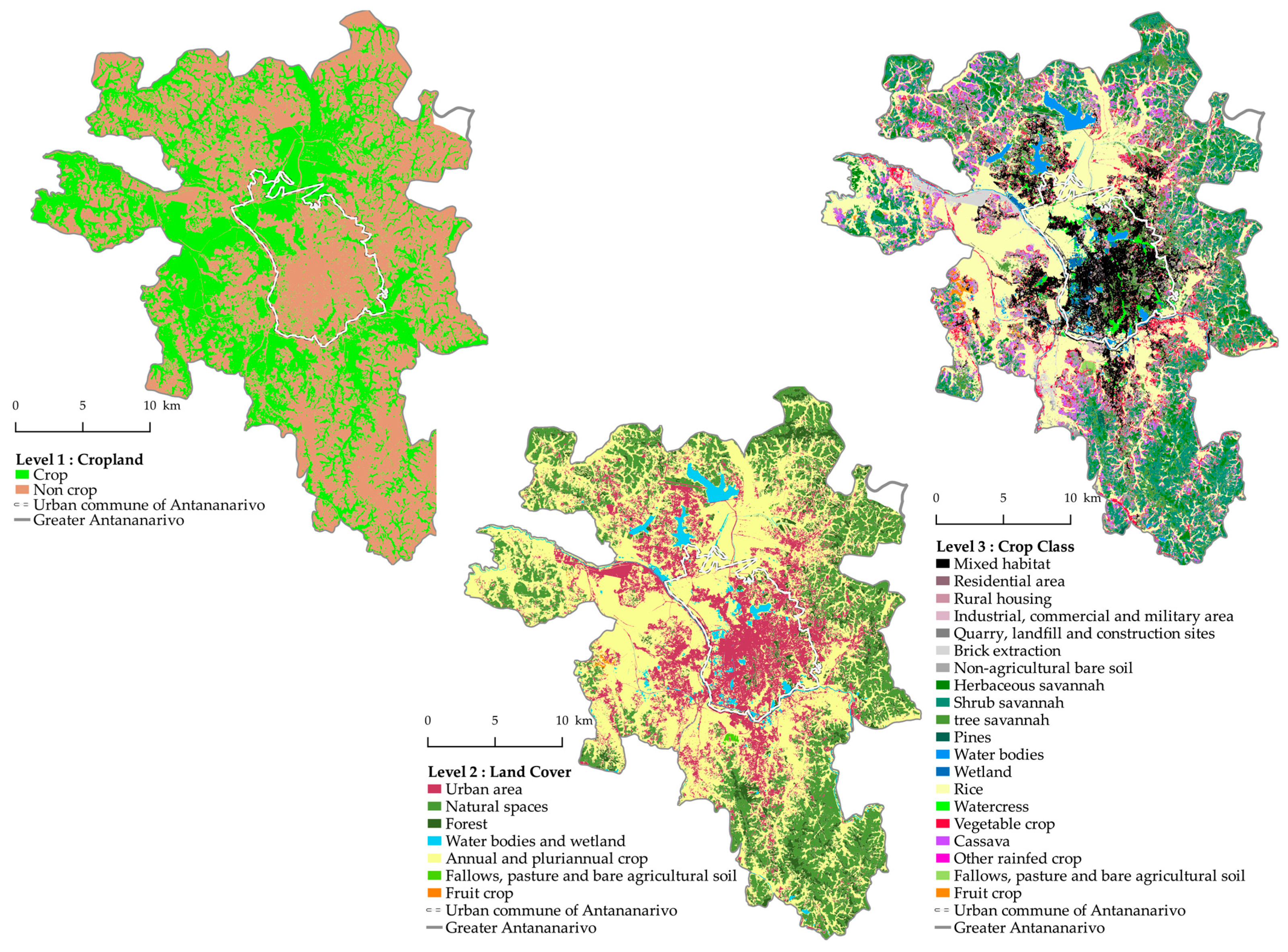 Remote Sensing | Free Full-Text | Analyzing Urban Agriculture's  Contribution to a Southern City's Resilience through Land Cover Mapping:  The Case of Antananarivo, Capital of Madagascar