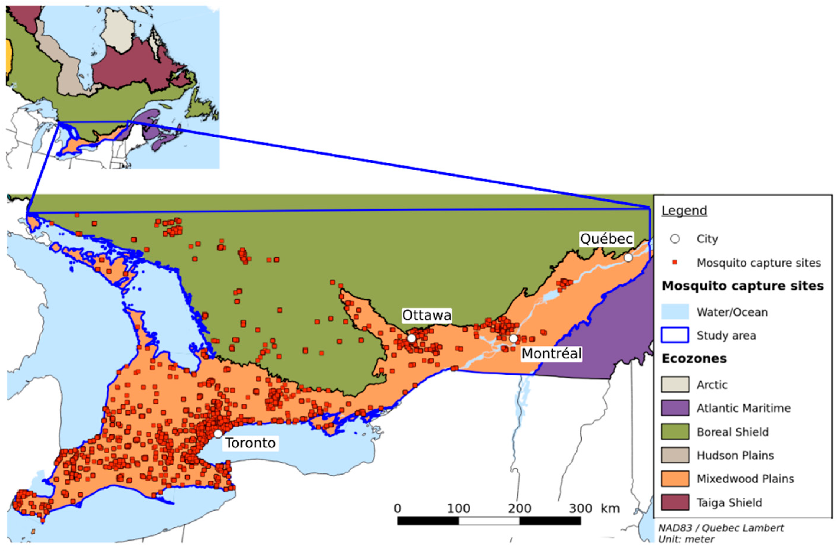 Remote Sensing | Free Full-Text | Mapping the Habitat Suitability of West  Nile Virus Vectors in Southern Quebec and Eastern Ontario, Canada, with  Species Distribution Modeling and Satellite Earth Observation Data