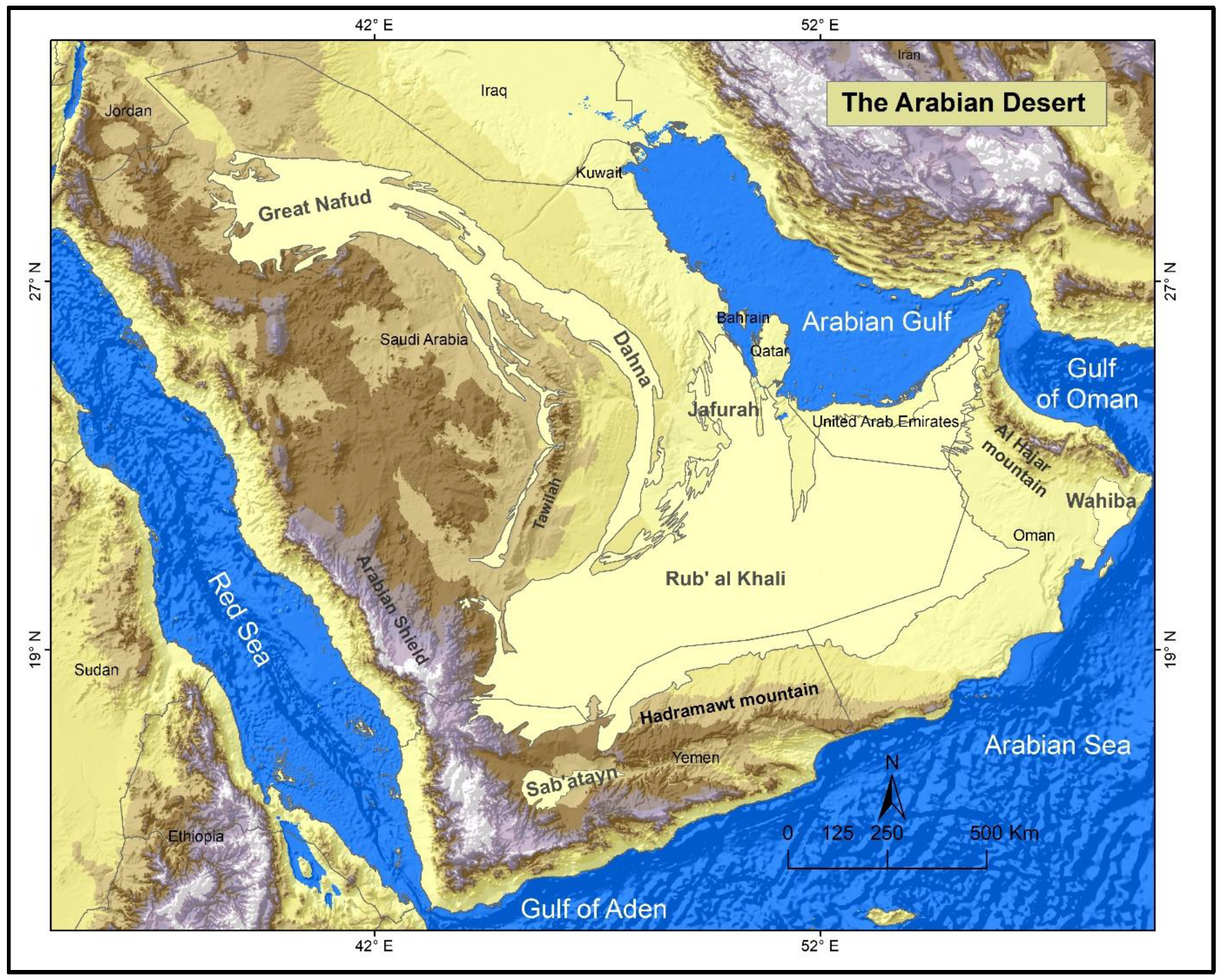 arabian peninsula desert map