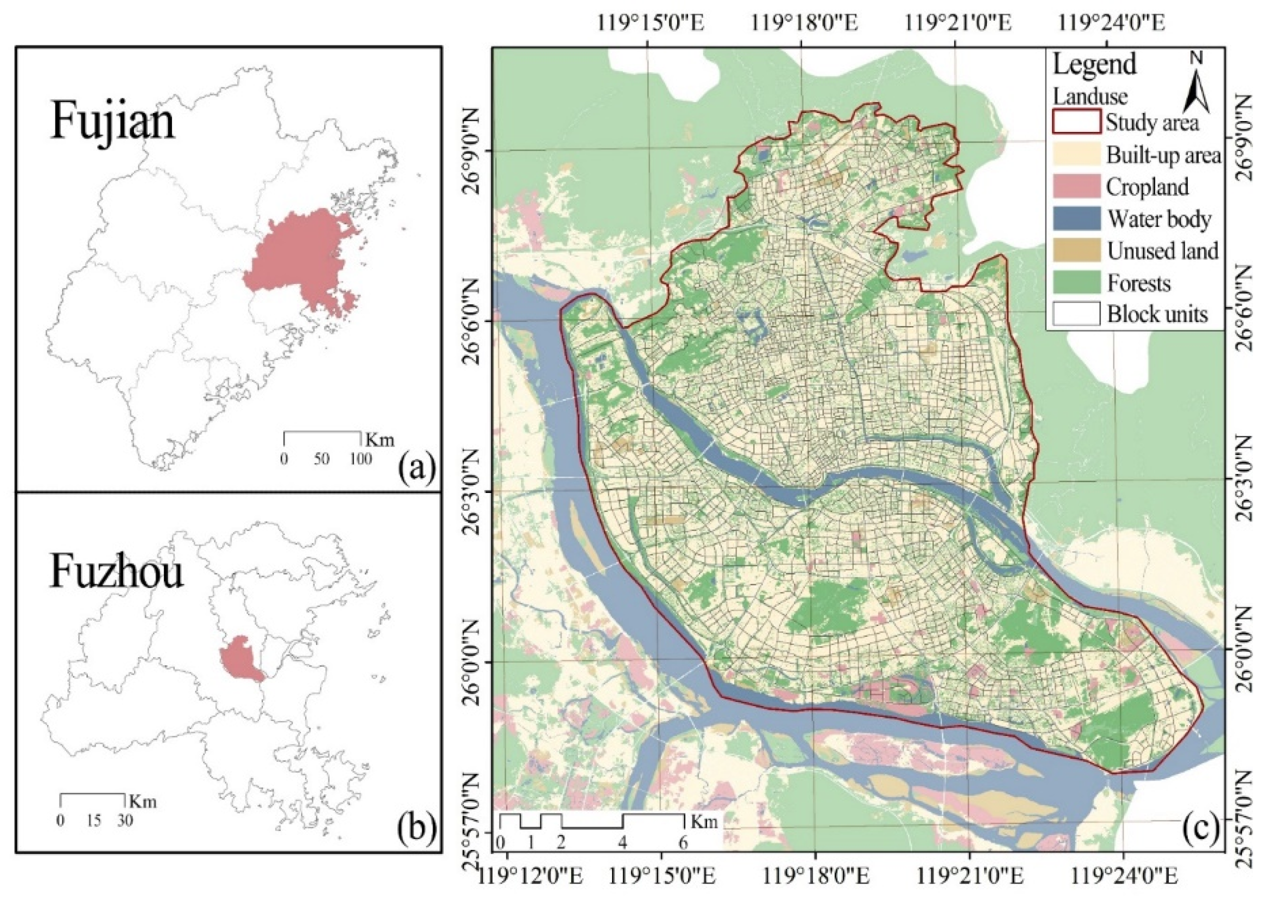 Remote Sensing | Free Full-Text | Dominant Factors and Spatial  Heterogeneity of Land Surface Temperatures in Urban Areas: A Case Study in  Fuzhou, China | HTML