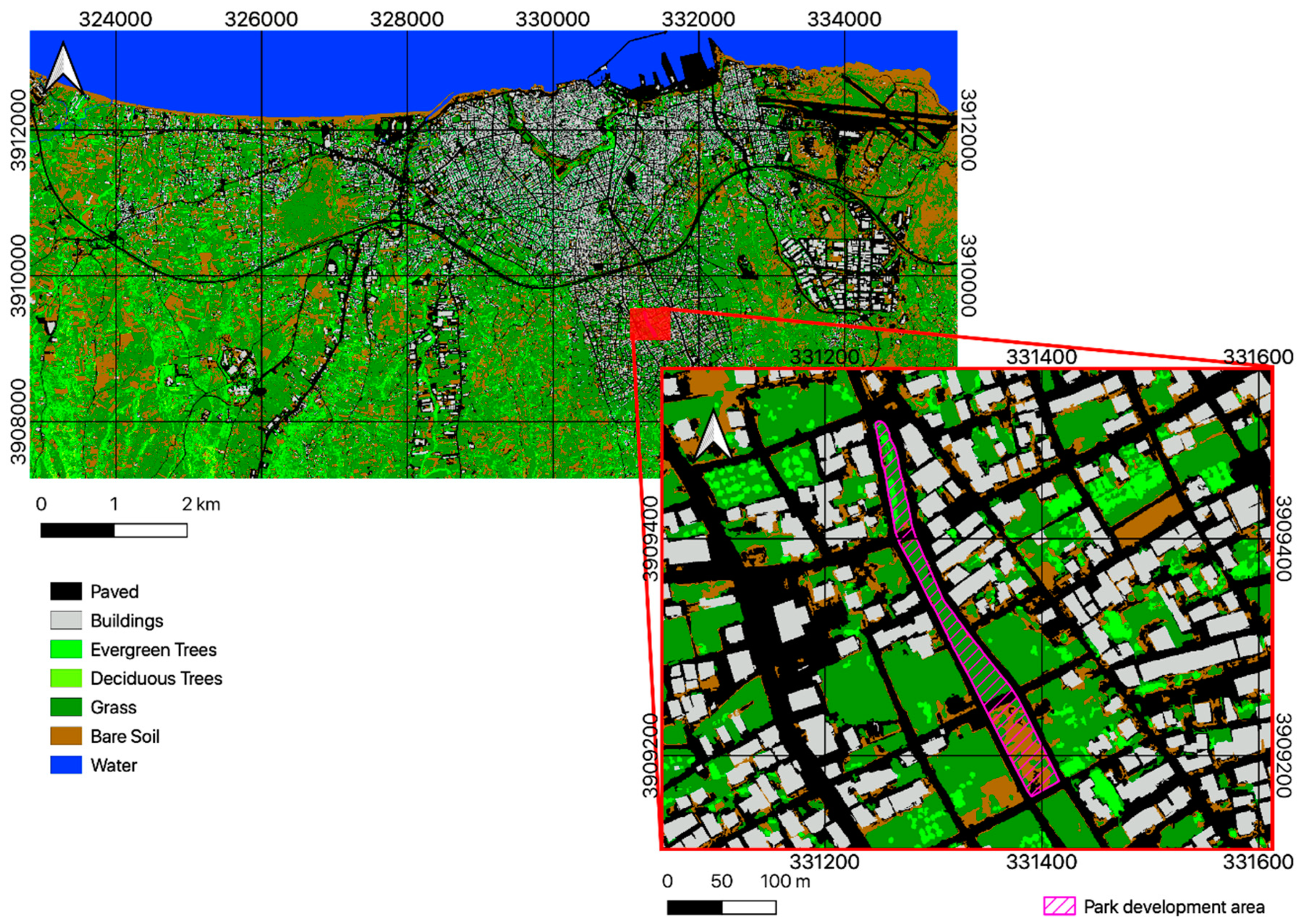 Remote Sensing | Free Full-Text | Earth Observation Data Exploitation in  Urban Surface Modelling: The Urban Energy Balance Response to a Suburban  Park Development