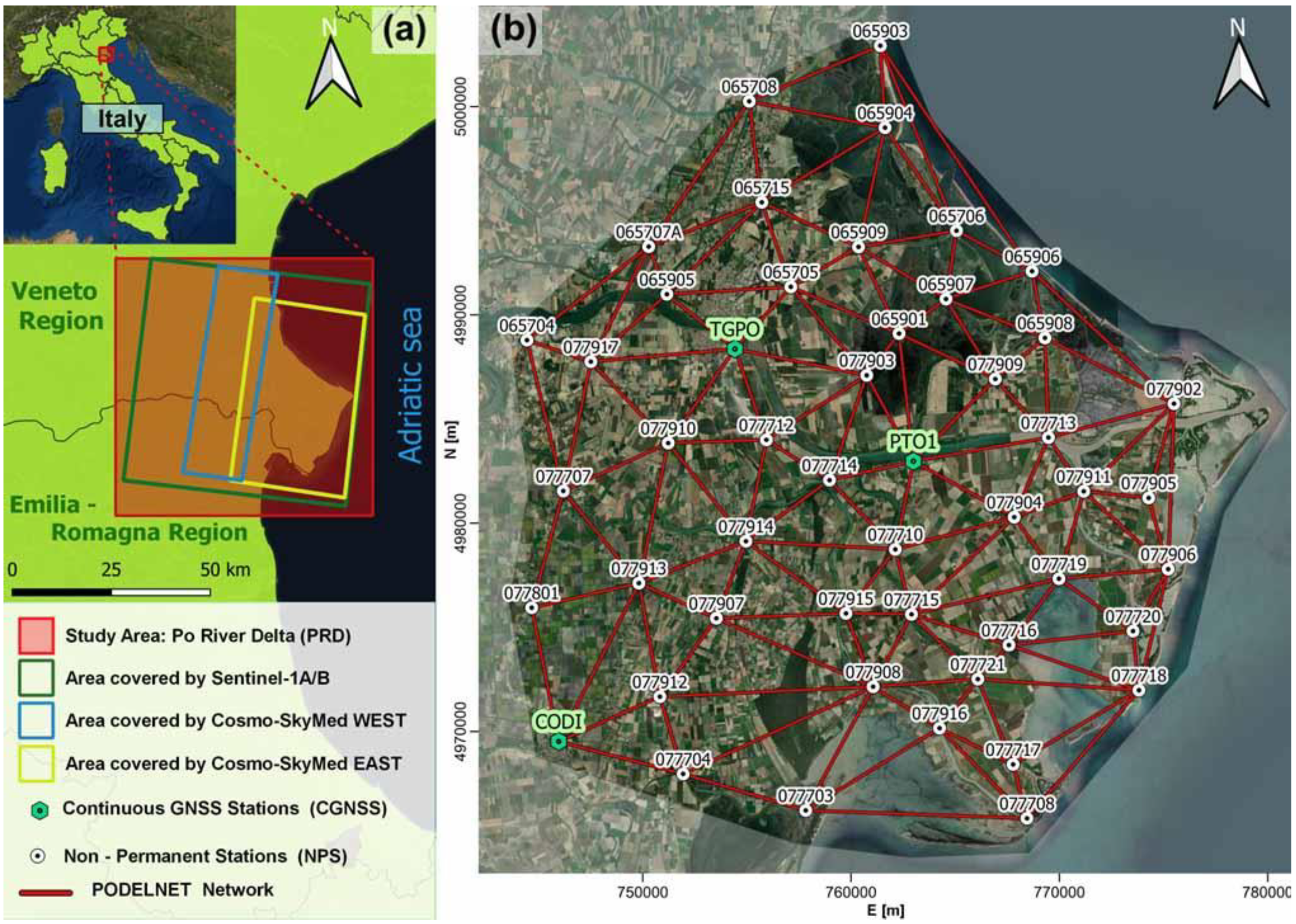 Remote Sensing | Free Full-Text | An Integrated InSAR and GNSS Approach to  Monitor Land Subsidence in the Po River Delta (Italy)