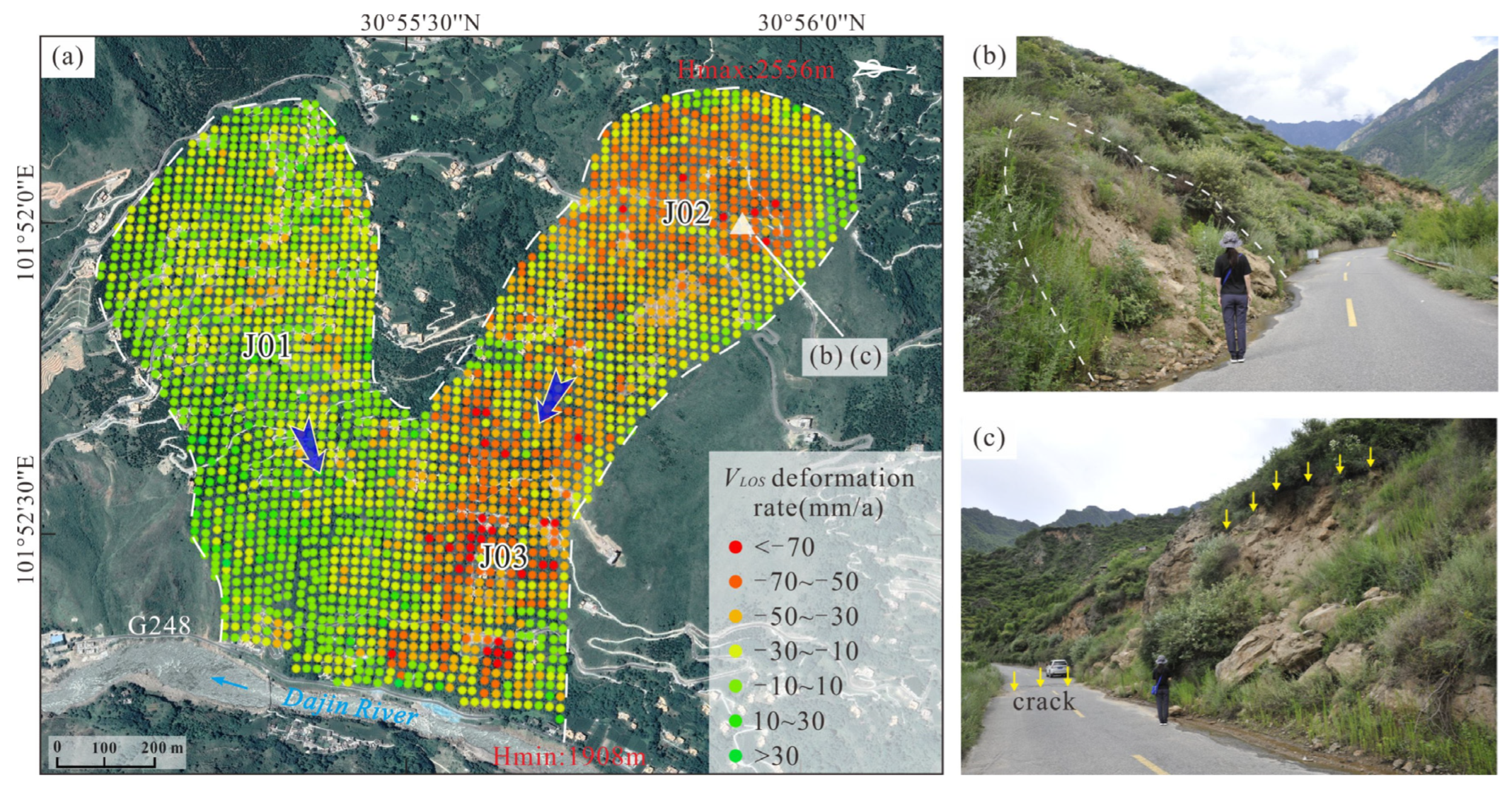 Remote Sensing | Free Full-Text | The Creep-Sliding Deformation Mechanism  of the Jiaju Ancient Landslide in the Upstream of Dadu River, Tibetan  Plateau, China