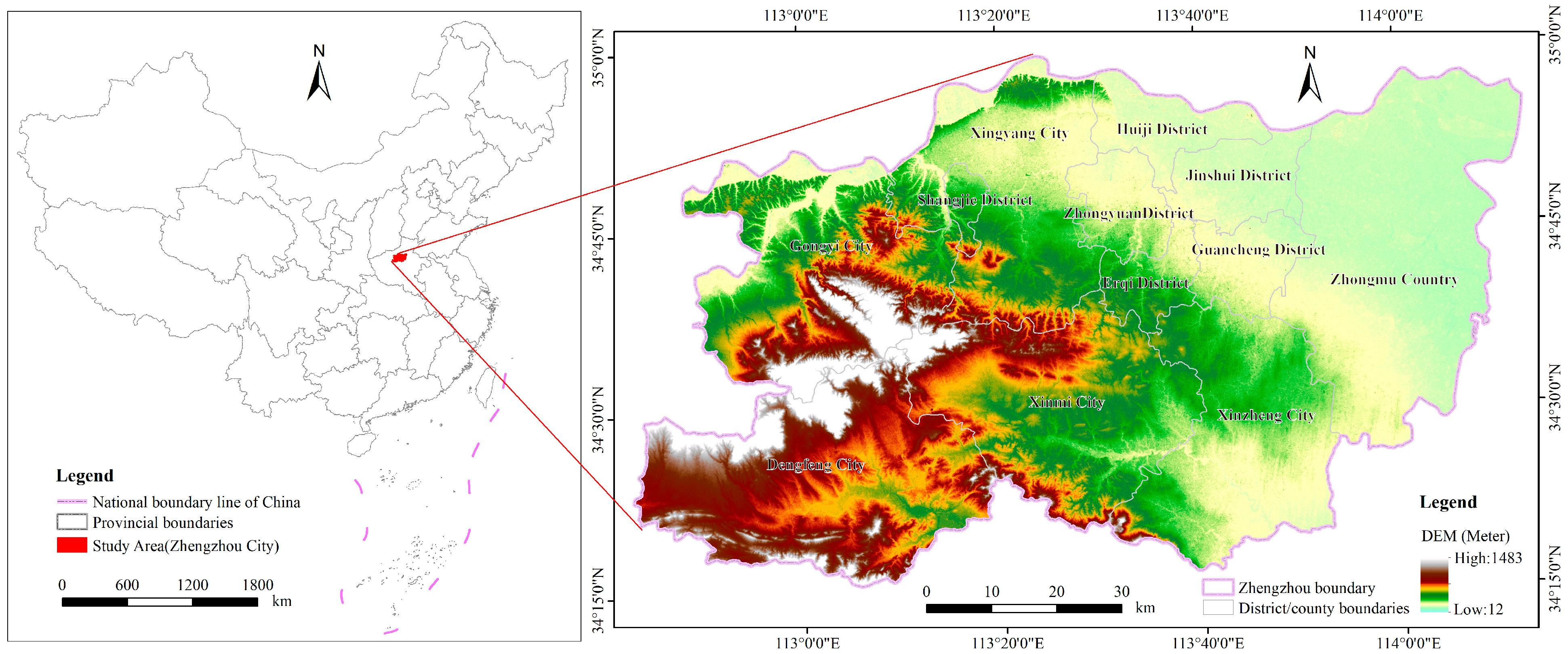 Croplands associated with interregional trade; the color of the regions