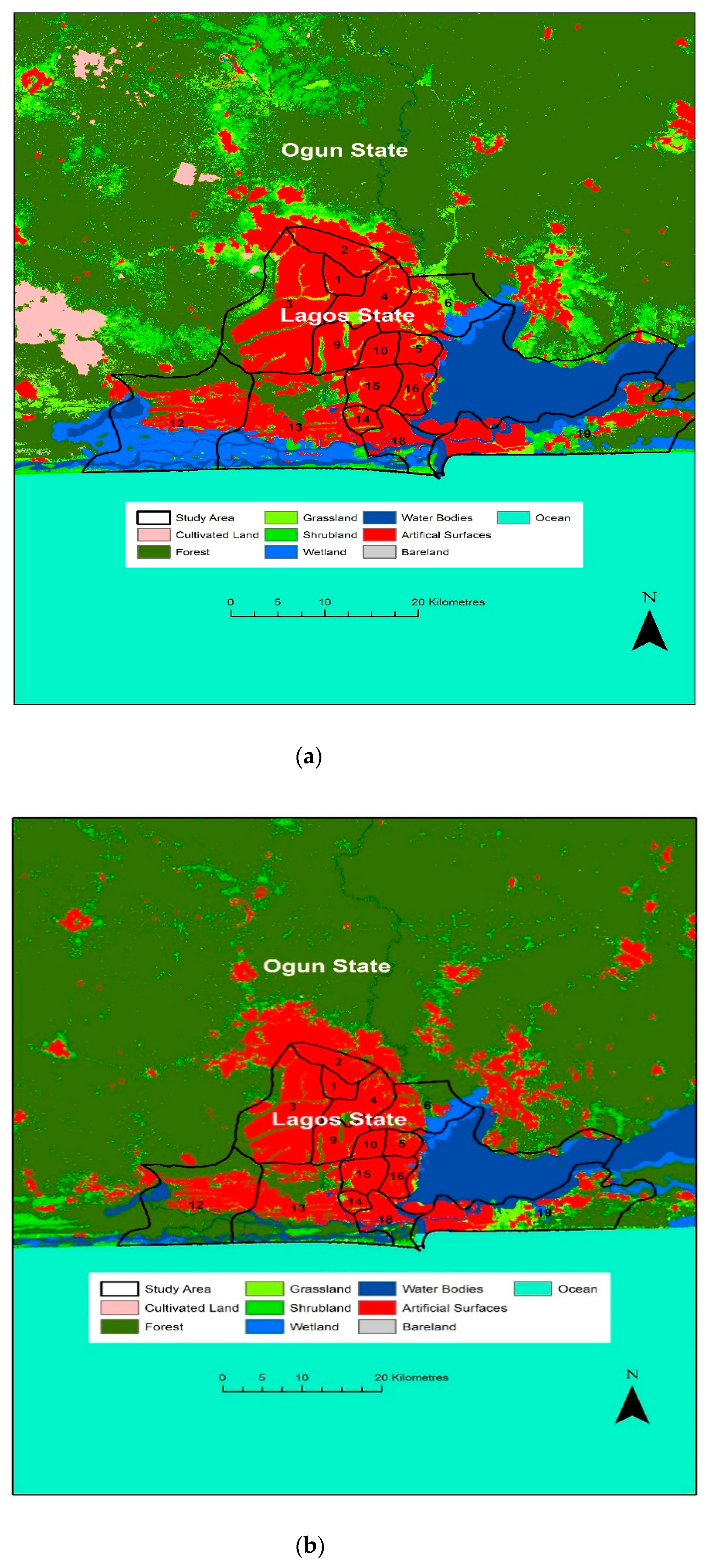Sci Free Full Text Urban Sprawl And Growth Prediction For Lagos Using Globeland30 Data And Cellular Automata Model Html