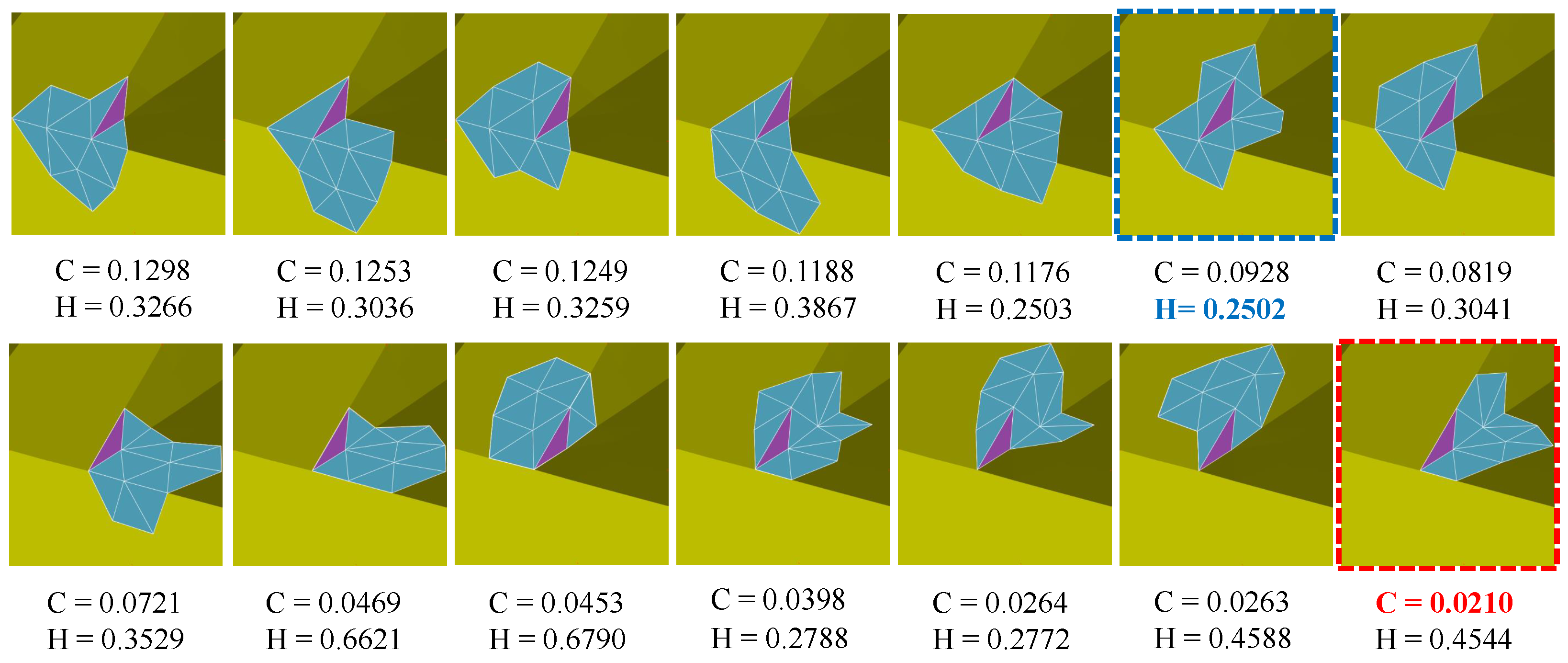 a) The adaptive triangular mesh generated using MATLAB polyshape