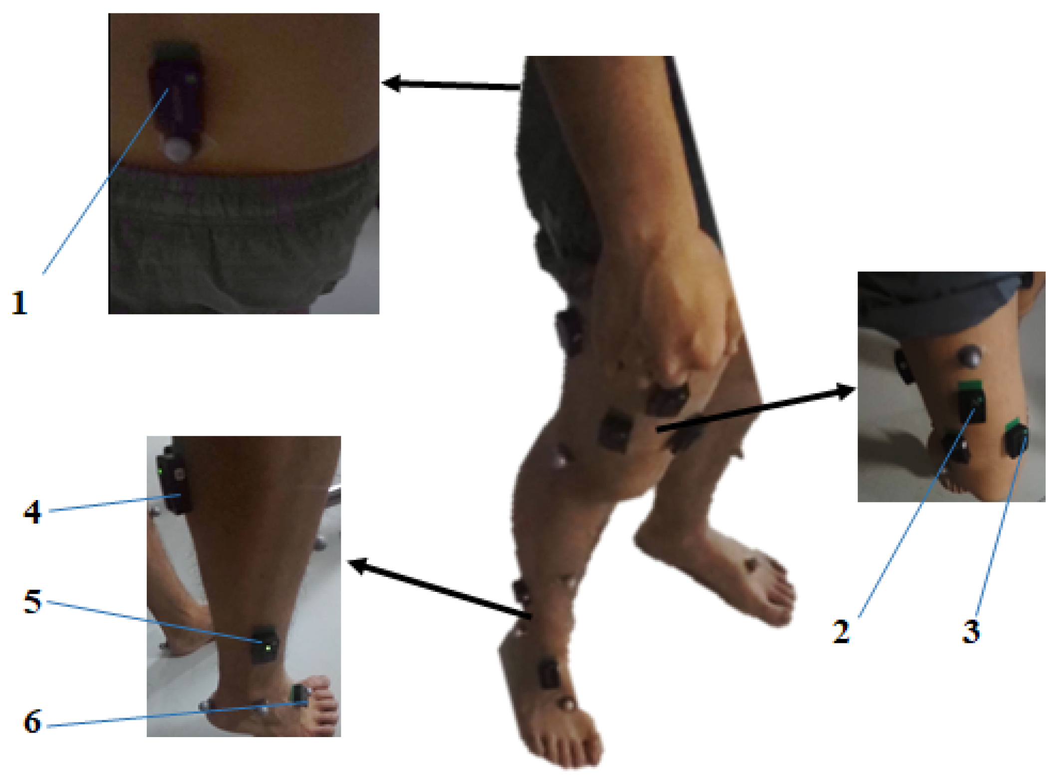 Image of the calf brace containing IMU, MMG, Vicon, and EMG