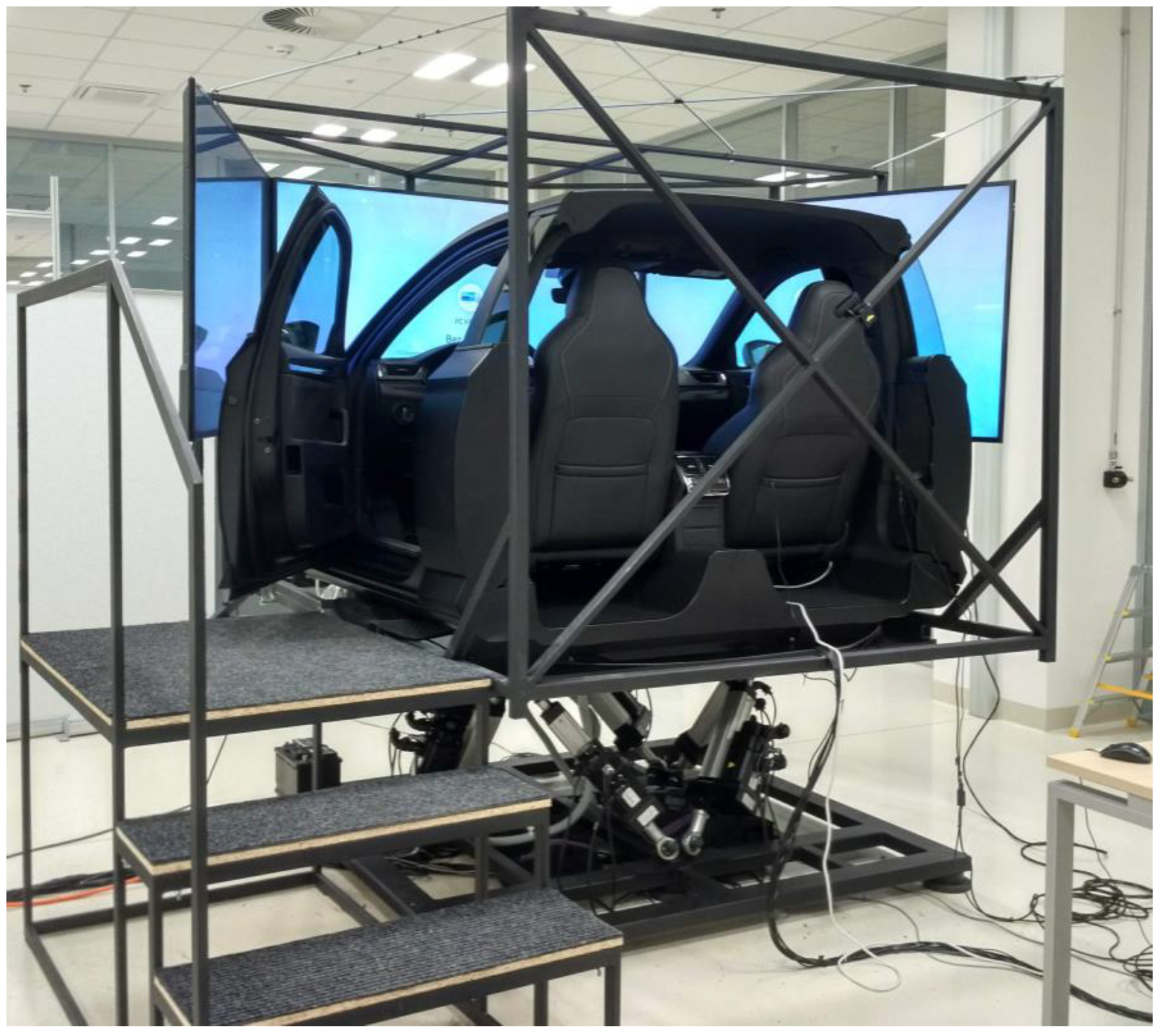 Fixed-base driving simulator consisting of a driving simulation system