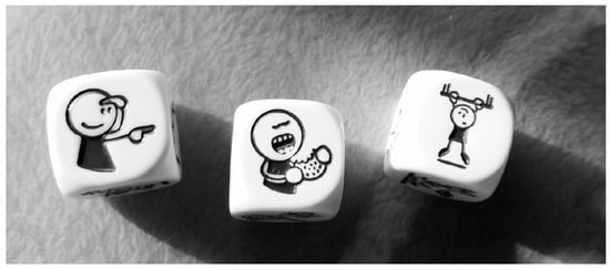 Story Cubes ® is a dice game featuring 9 cubes with 6 pictograms on