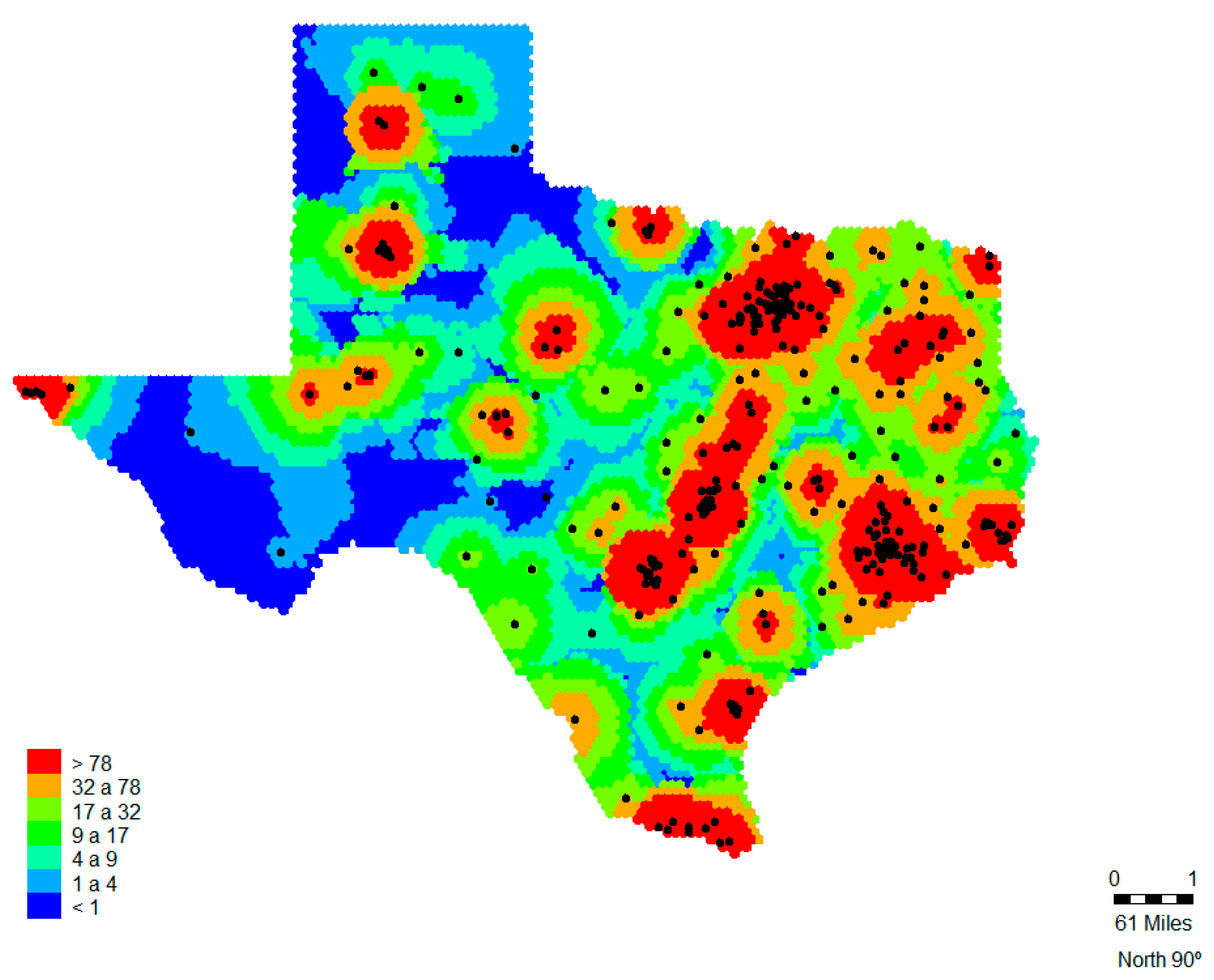 Spatial distribution of CESs important values in Ansai County