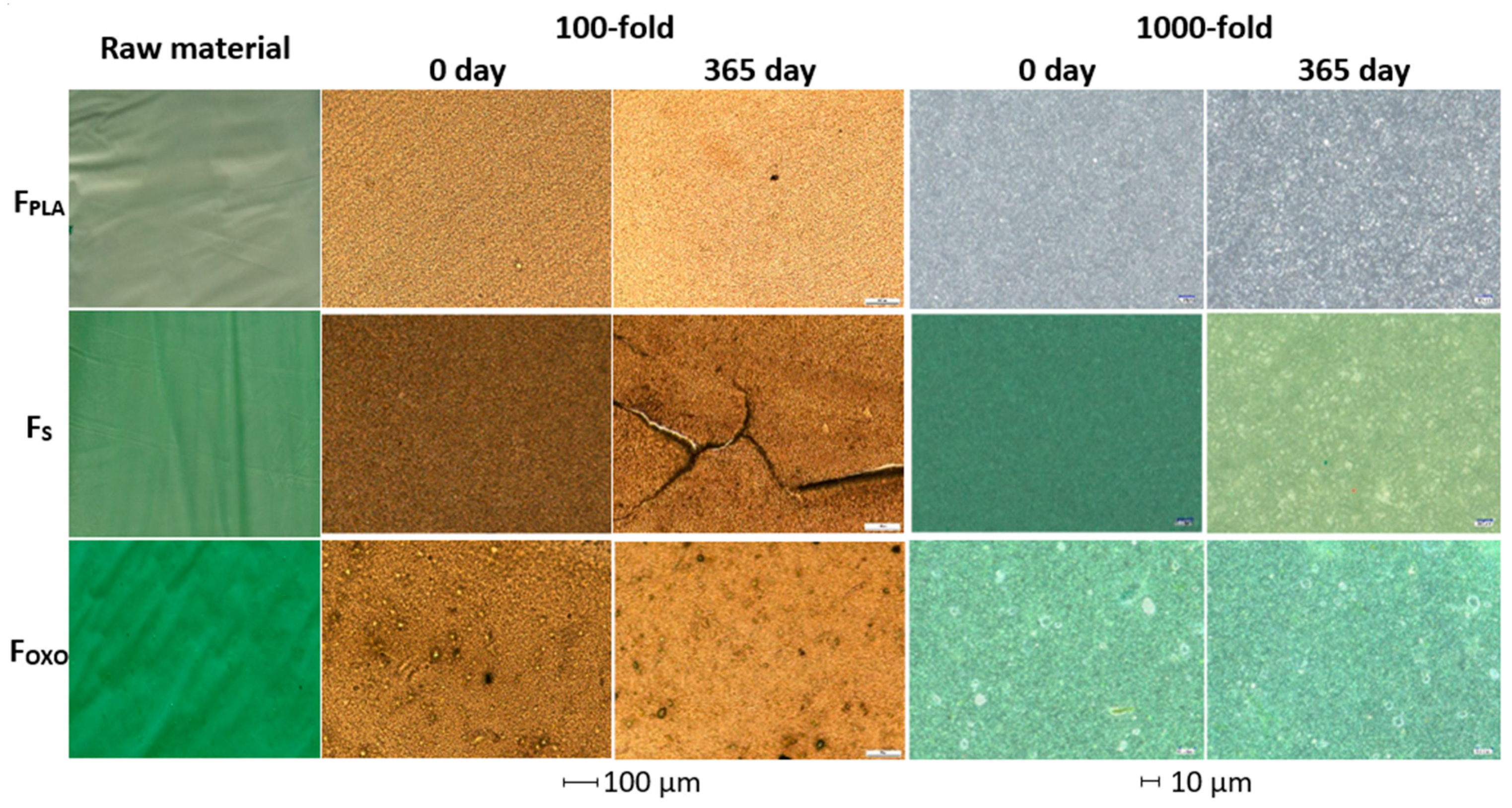 Topography of raw foil materials (a,c,e) and of foil materials after a