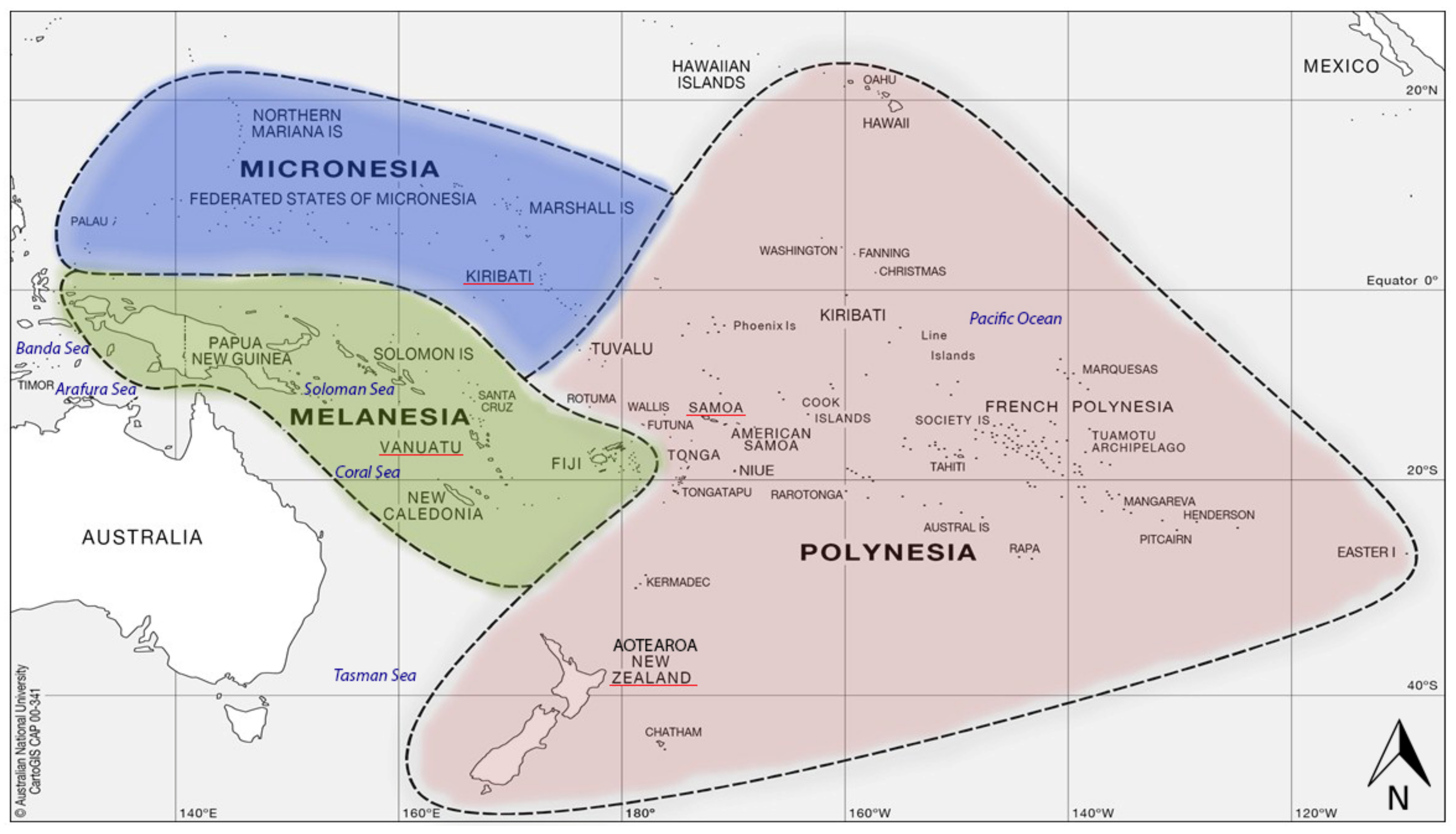 На карте мира Полинезия Микронезия Меланезия