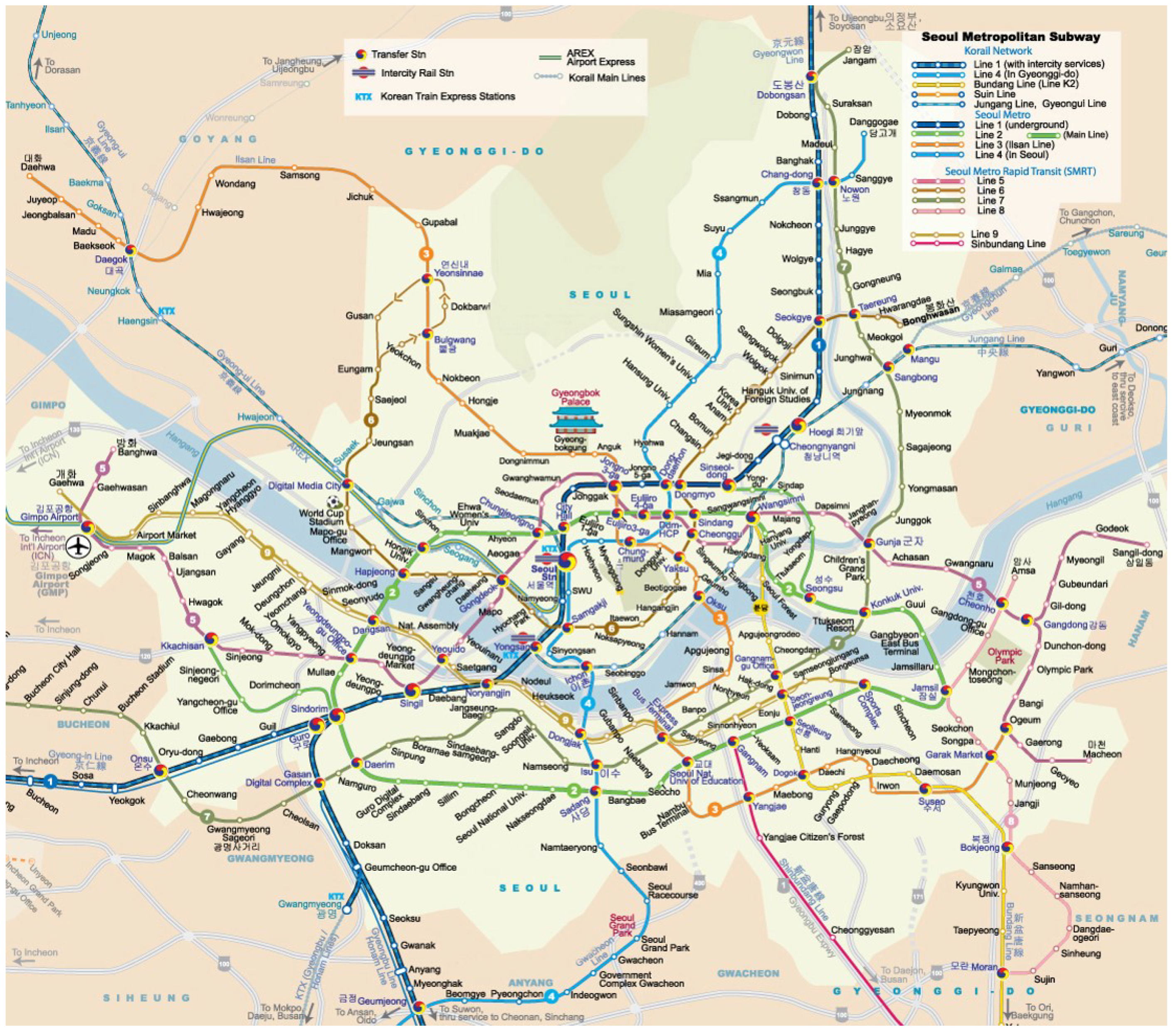Карты сеула на русском языке. Карта корейского метро Сеул. Метро Сеула схема. Карта метрополитена Сеула. Карта метро Южной Кореи Сеул.