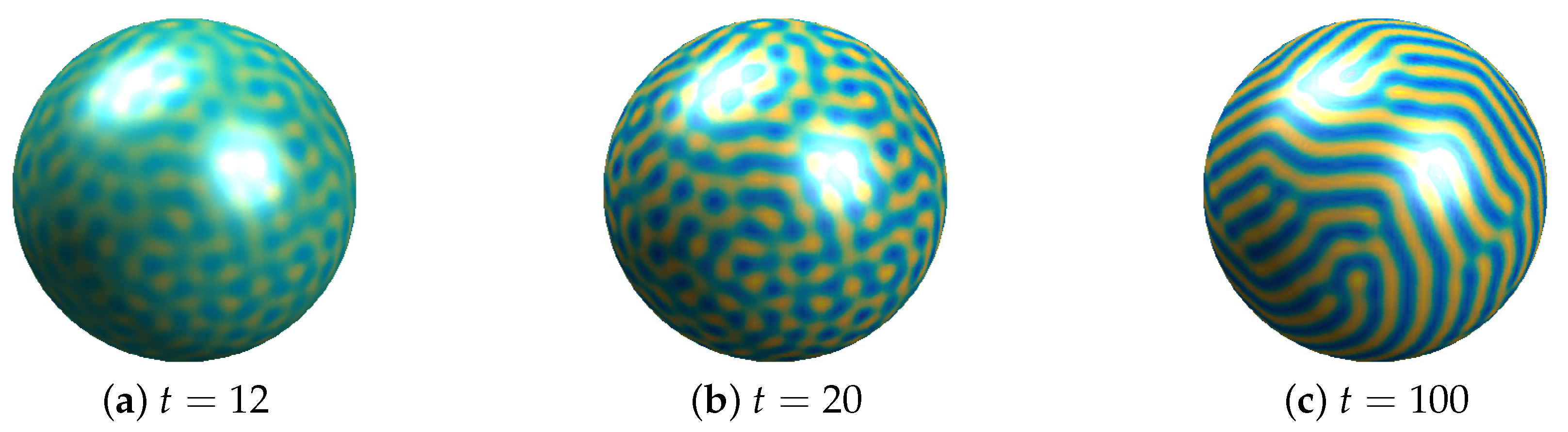 Symmetry Free Full Text Numerical Simulation Of Pattern Formation On Surfaces Using An Efficient Linear Second Order Method