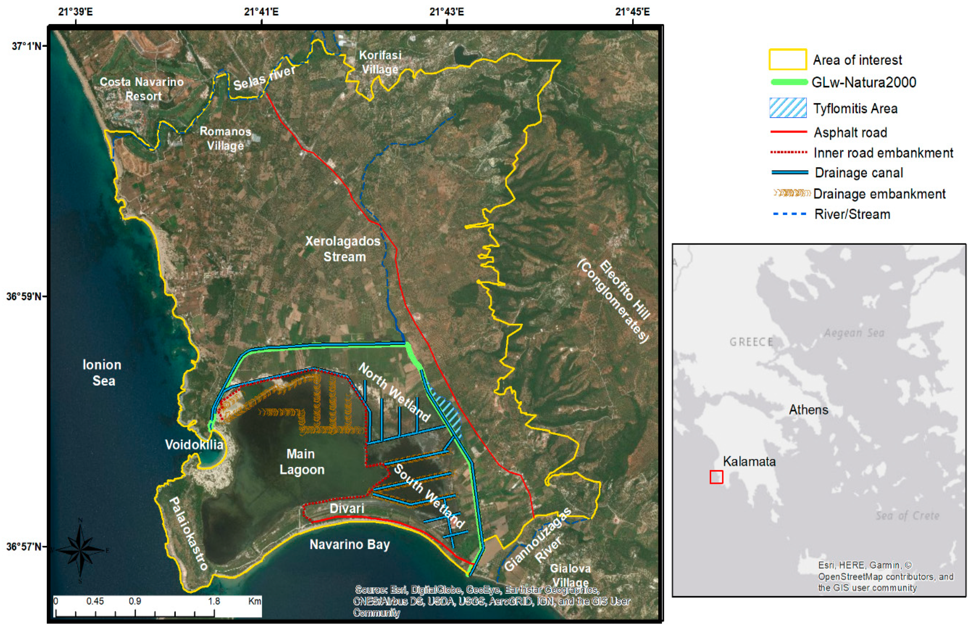 Water | Free Full-Text | Anthropogenic Changes in a Mediterranean Coastal  Wetland during the Last Century—The Case of Gialova Lagoon, Messinia, Greece