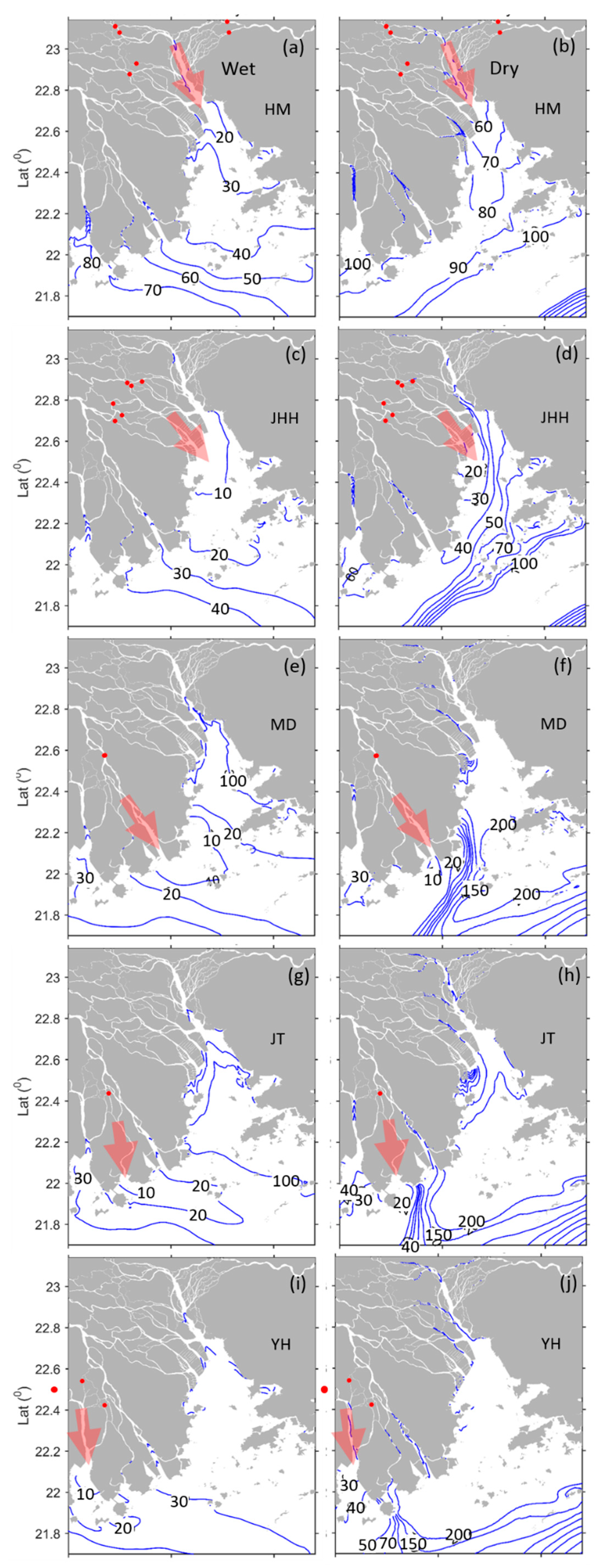 Water Free Full Text Study On The Transport Of Terrestrial Dissolved Substances In The Pearl River Estuary Using Passive Tracers Html