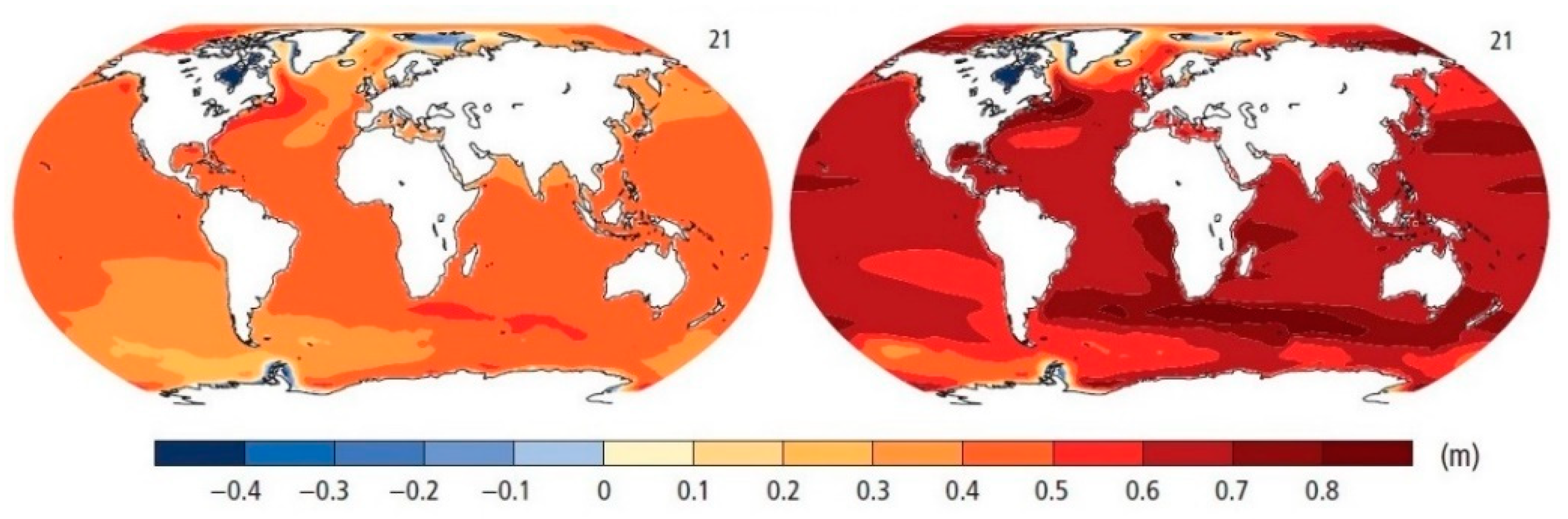 Карта уровня моря. Changes in precipitation and temperature.