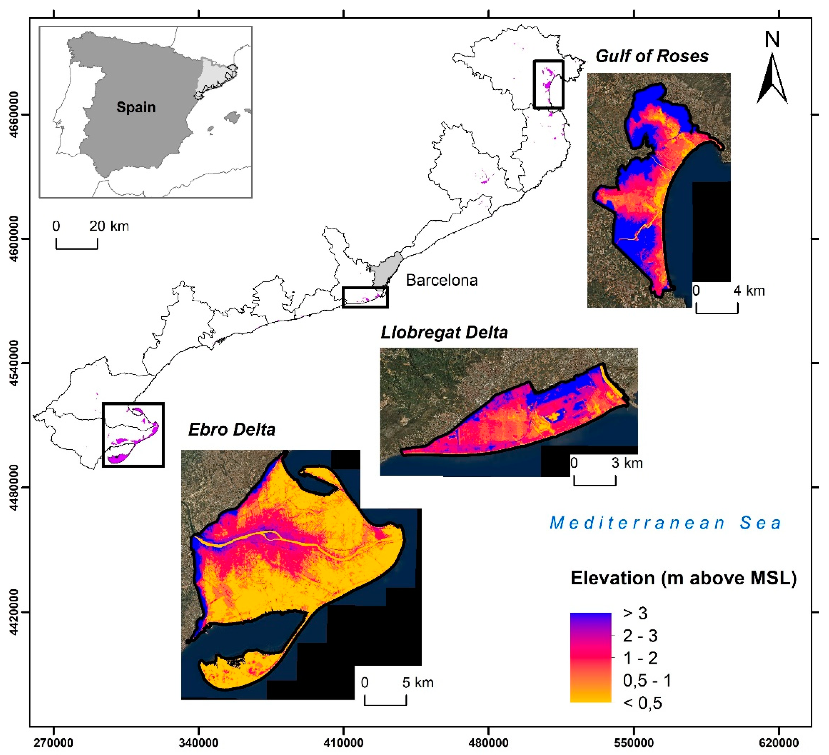 Water | Free Full-Text | Impact of Relative Sea-Level Rise on Low-Lying  Coastal Areas of Catalonia, NW Mediterranean, Spain