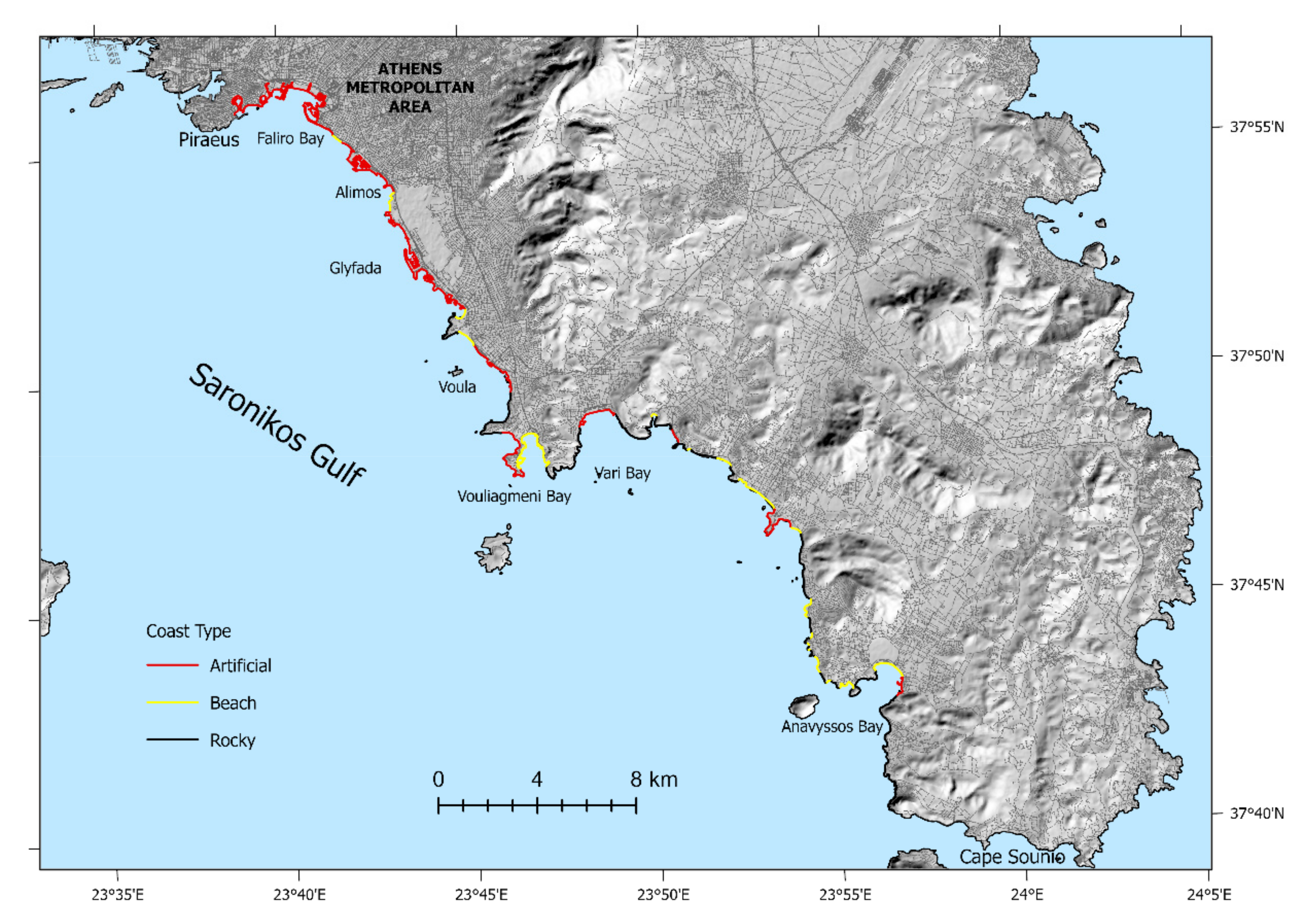 Water | Free Full-Text | Mapping of Coastline Changes in Athens Riviera  over the Past 76 Year's Measurements