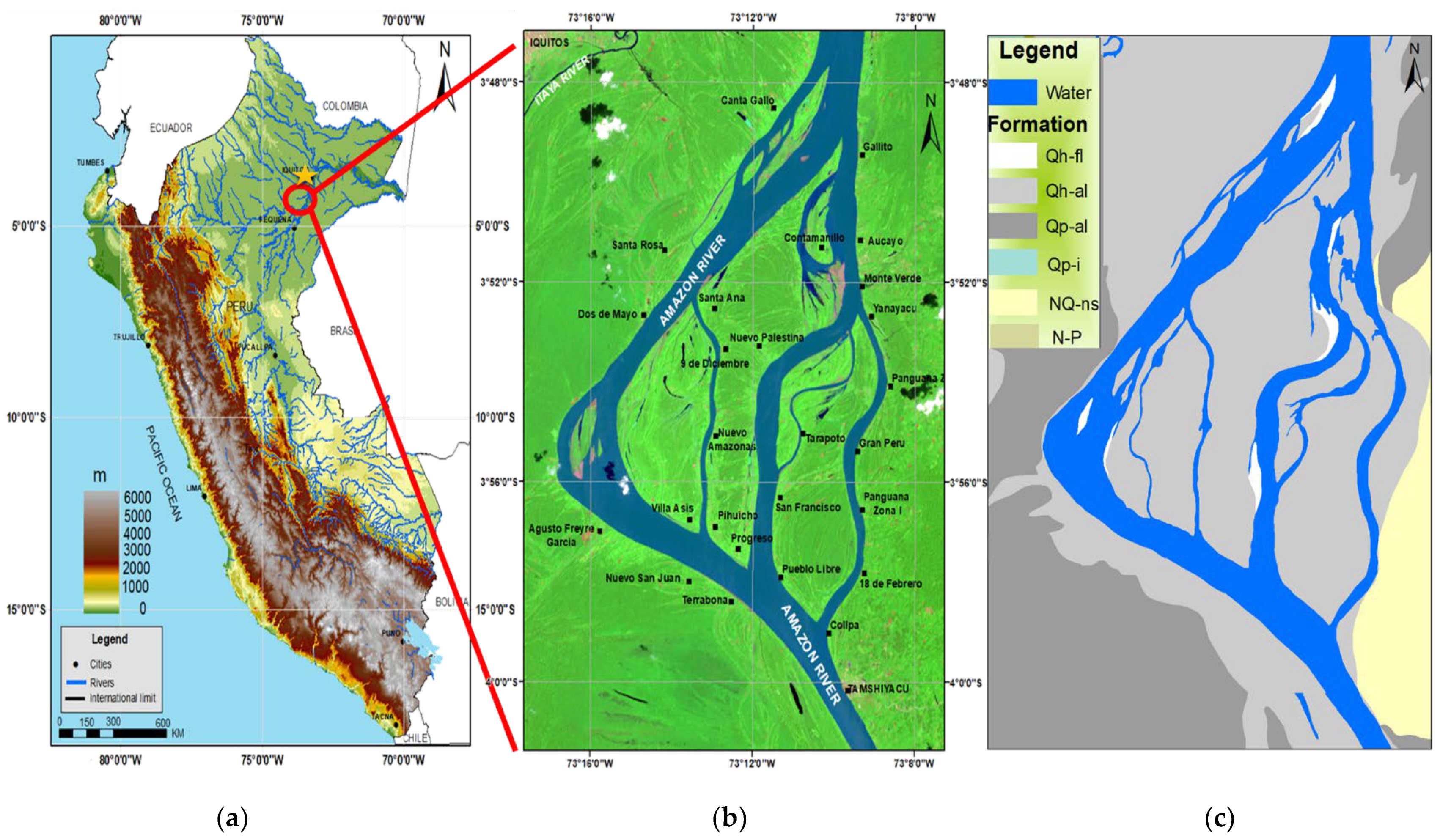 Water | Free Full-Text | Detecting the Planform Changes Due to the Seasonal  Flow Fluctuation and 2012 Severe Flood in the Amazon River near Iquitos City,  Peru Based on Remote Sensing Image