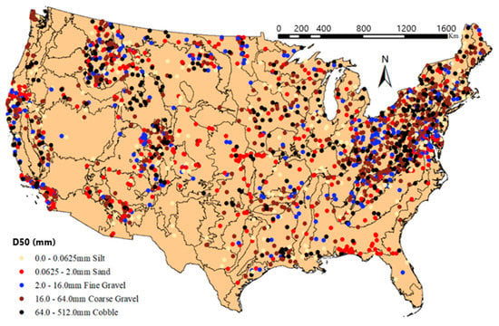 Water | Free Full-Text | Streambed Median Grain Size (D50) across the ...